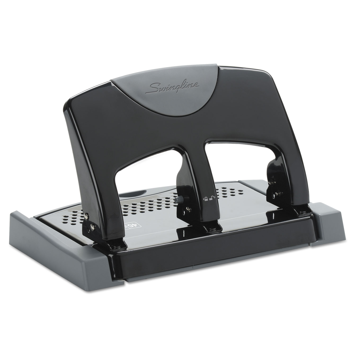 Swingline 20-Sheet SmartTouch Two-Hole Punch, 9/32 Holes, Black/Gray