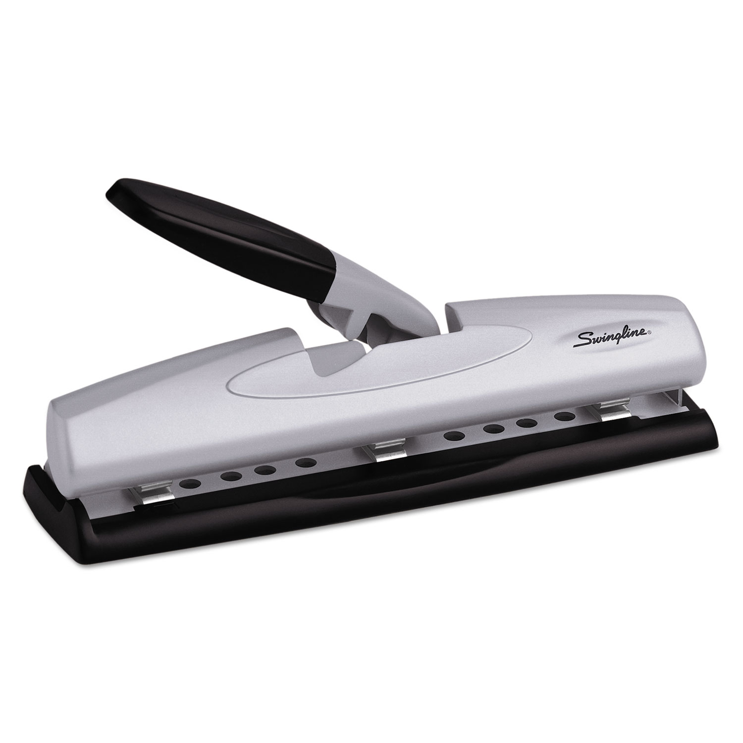 12-Sheet LightTouch Desktop Two-to-Three-Hole Punch, 9/32 Holes, Black/Silver