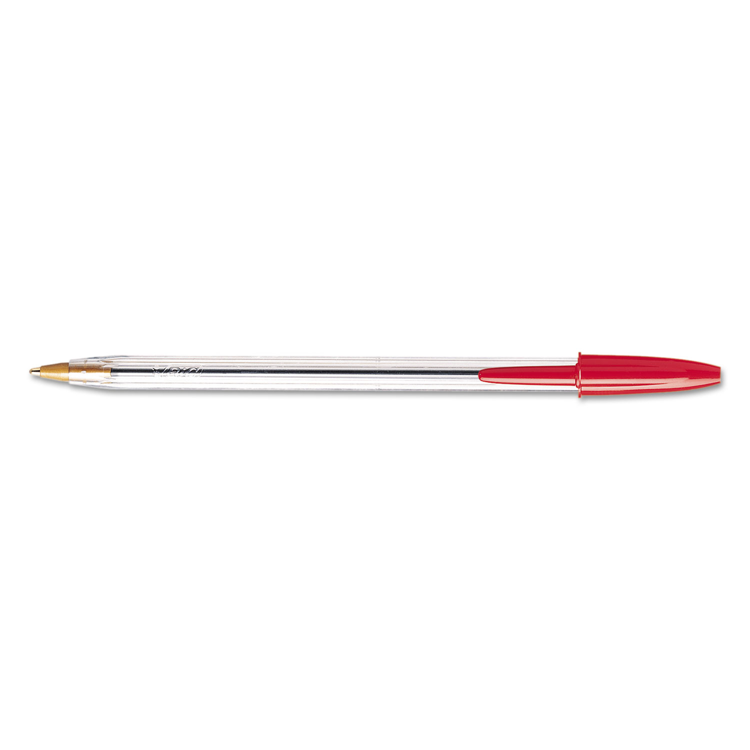  BIC MS11 RED Cristal Xtra Smooth Stick Ballpoint Pen, 1mm, Red Ink, Clear Barrel, Dozen (BICMS11RD) 