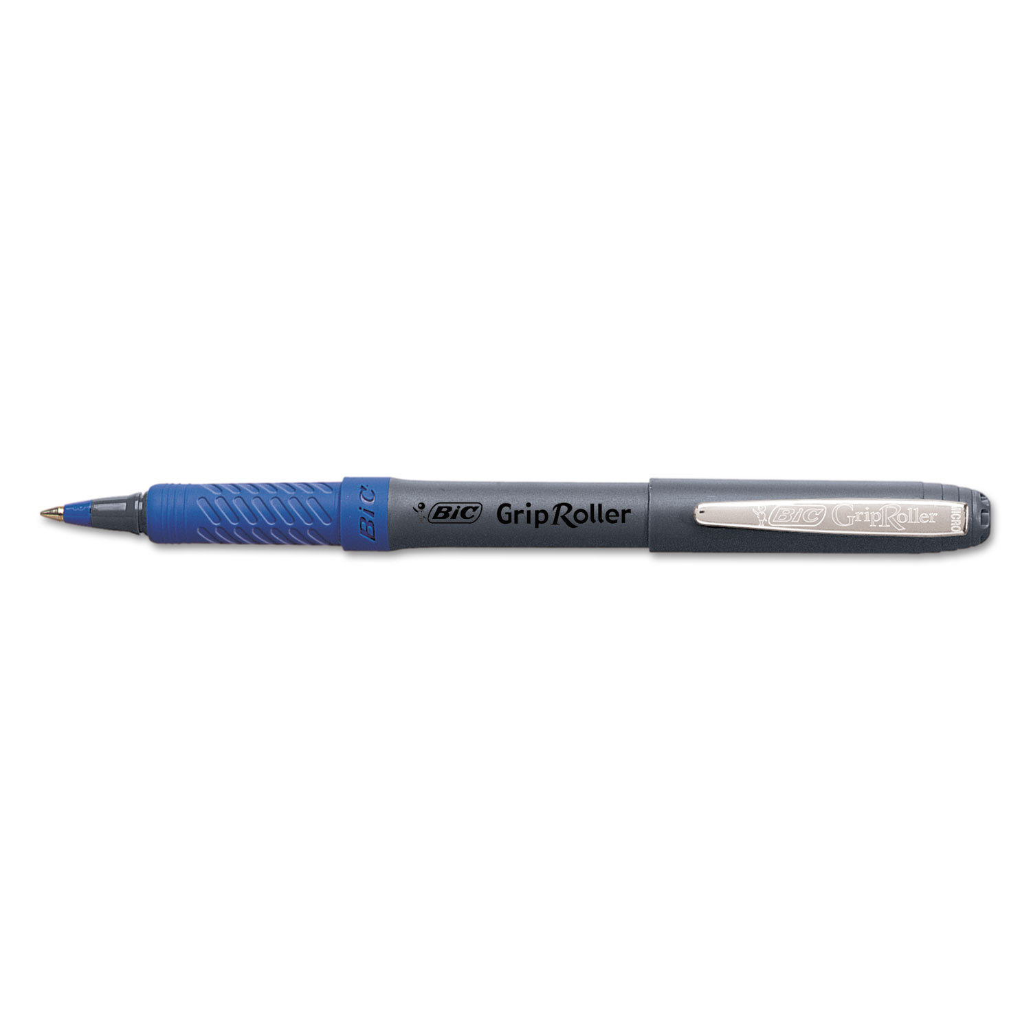  BIC GREM11BE Roller Glide Roller Ball Pen, Micro-Fine 0.5mm, Blue Ink, Gray Barrel, Dozen (BICGREM11BE) 