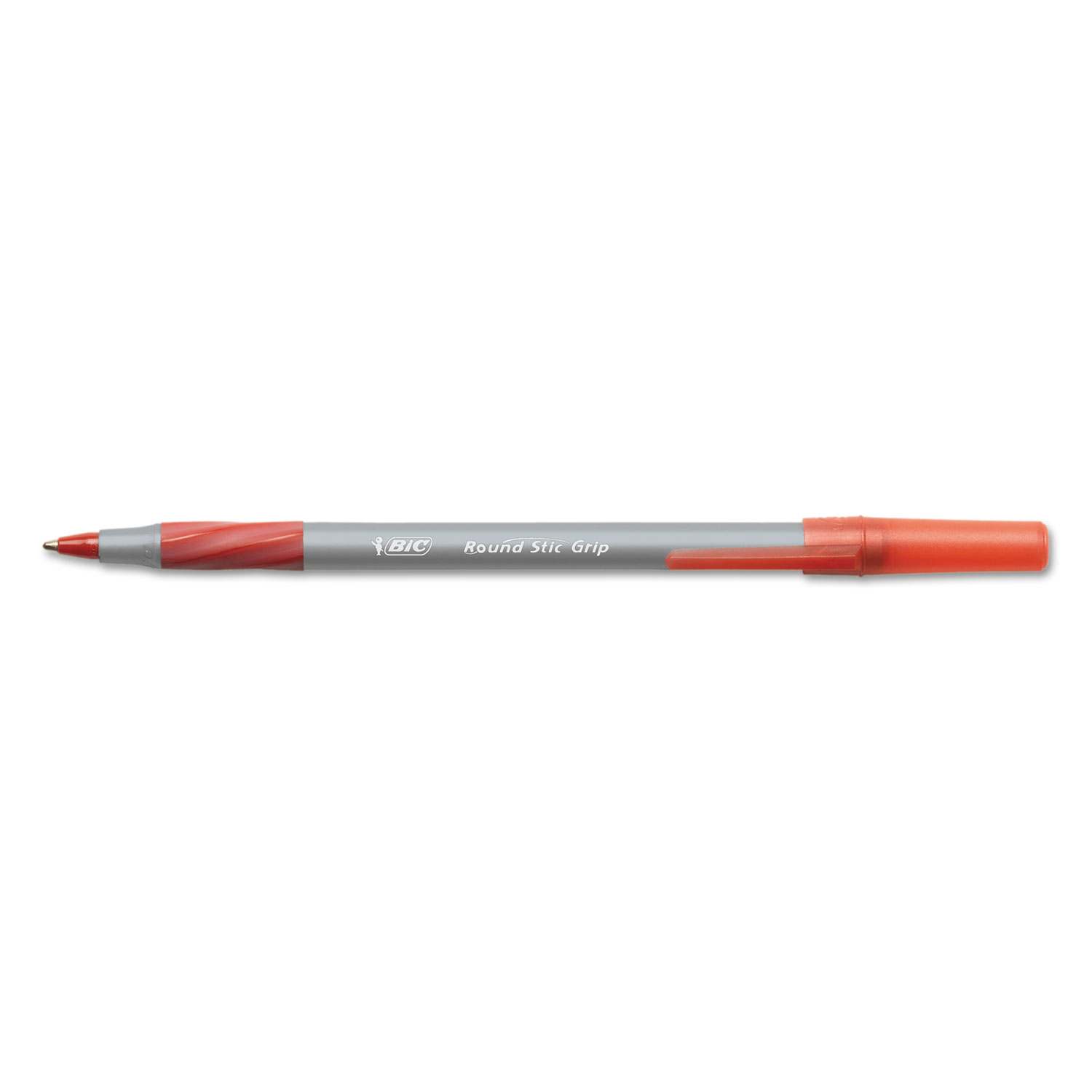  BIC GSFG11 RED Round Stic Grip Xtra Comfort Stick Ballpoint Pen, 0.8mm, Red Ink, Gray Barrel, Dozen (BICGSFG11RD) 