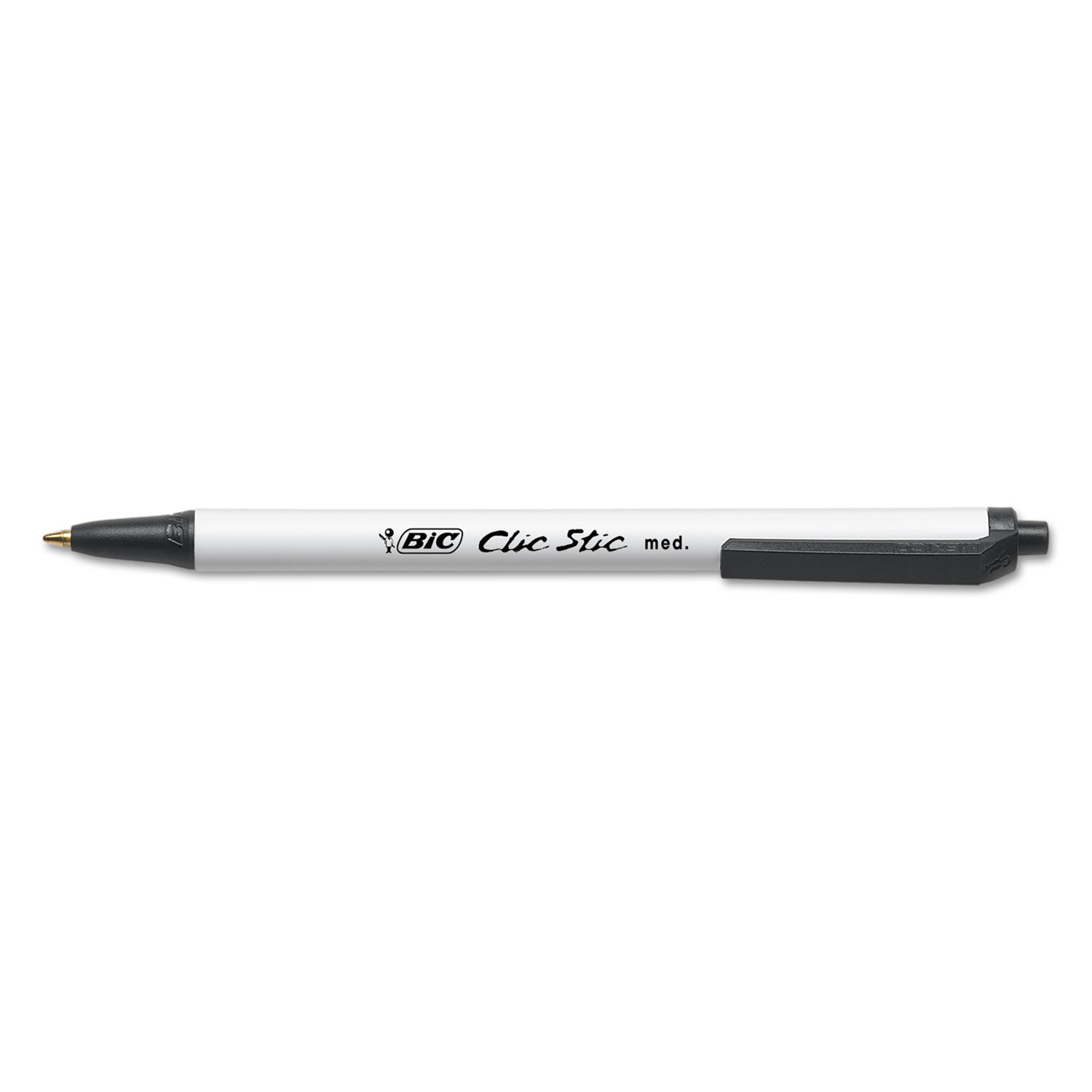 Clic Stic Retractable Ballpoint Pen, Black Ink, 1mm, Medium, Dozen