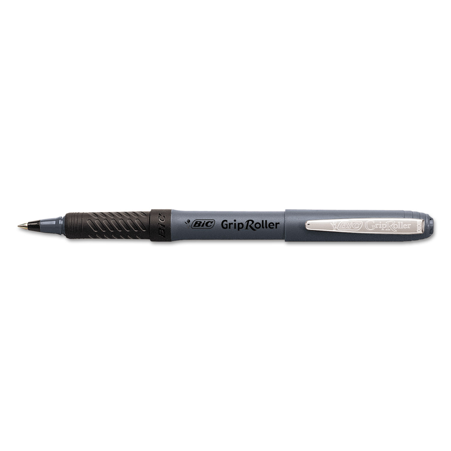 BIC GREM11BK Roller Glide Roller Ball Pen, Micro-Fine 0.5mm, Black Ink, Gray Barrel, Dozen (BICGREM11BK) 