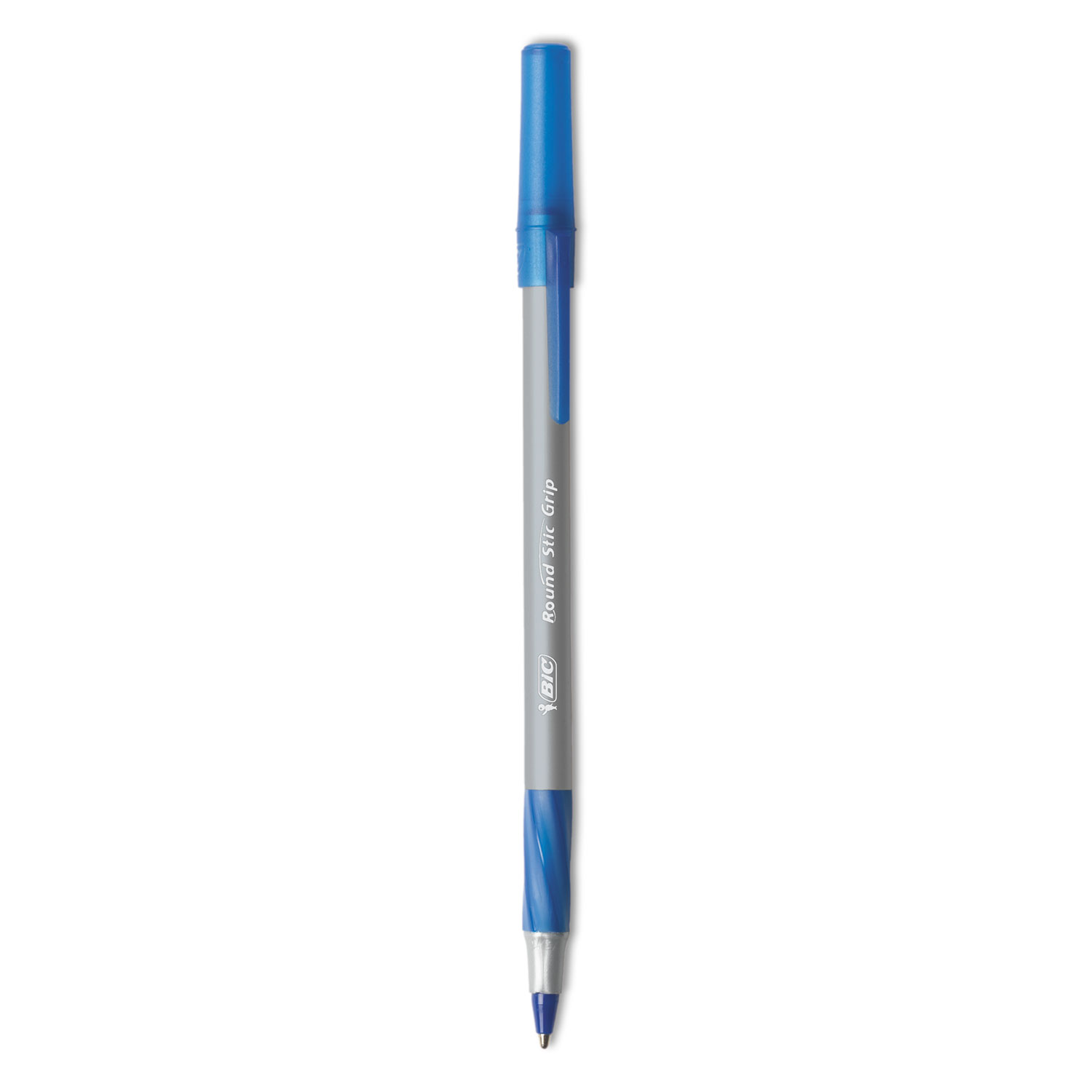  BIC GSMG11 BLU Round Stic Grip Xtra Comfort Stick Ballpoint Pen, 1.2mm, Blue Ink, Gray Barrel, Dozen (BICGSMG11BE) 
