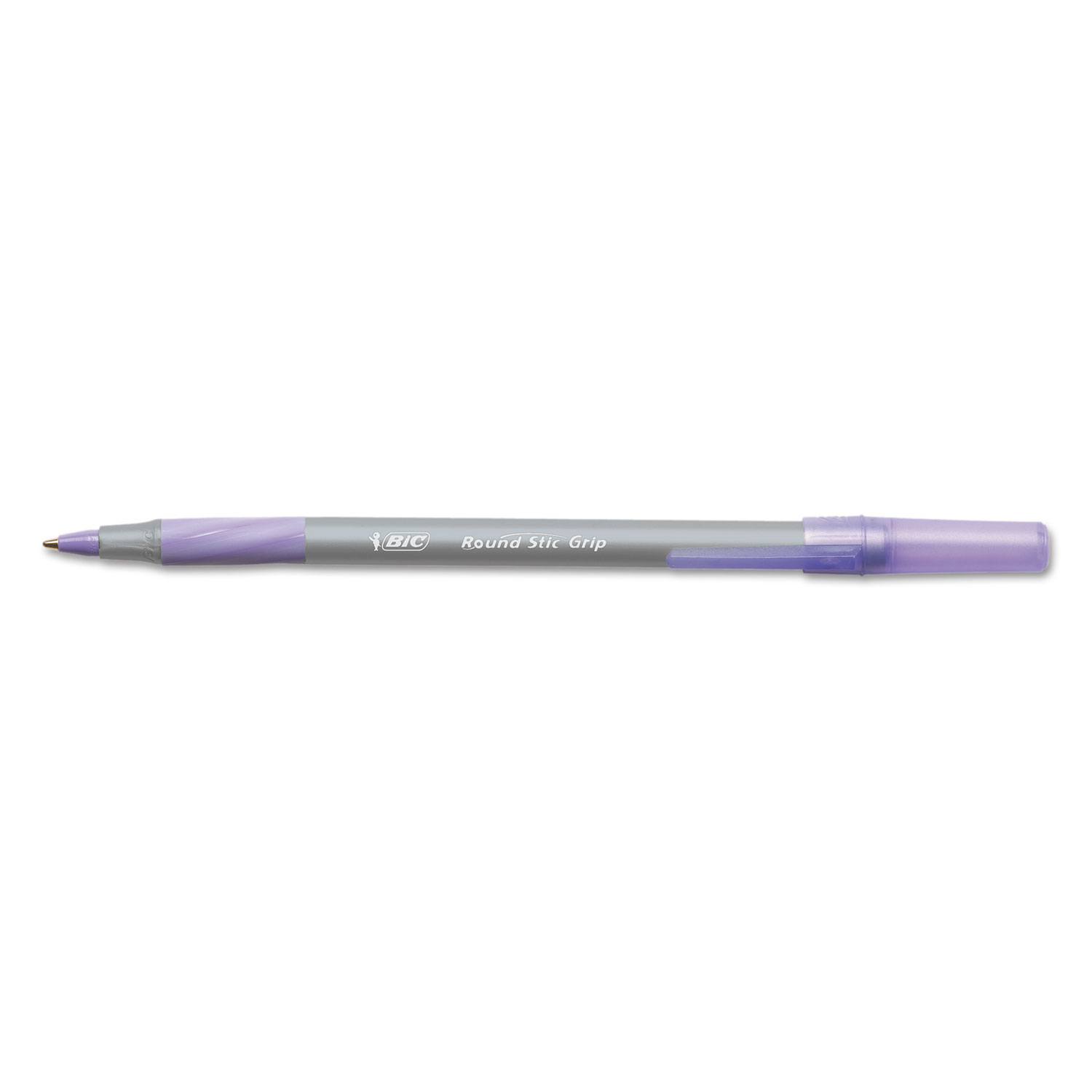  BIC GSMG11-PE Round Stic Grip Xtra Comfort Stick Ballpoint Pen, 1.2mm, Purple Ink, Gray Barrel, Dozen (BICGSMG11PE) 