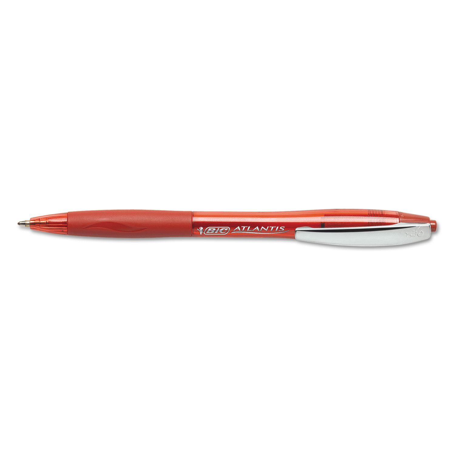  BIC VCG11 RED Atlantis Retractable Ballpoint Pen, Medium 1mm, Red Ink/Barrel, Dozen (BICVCG11RD) 