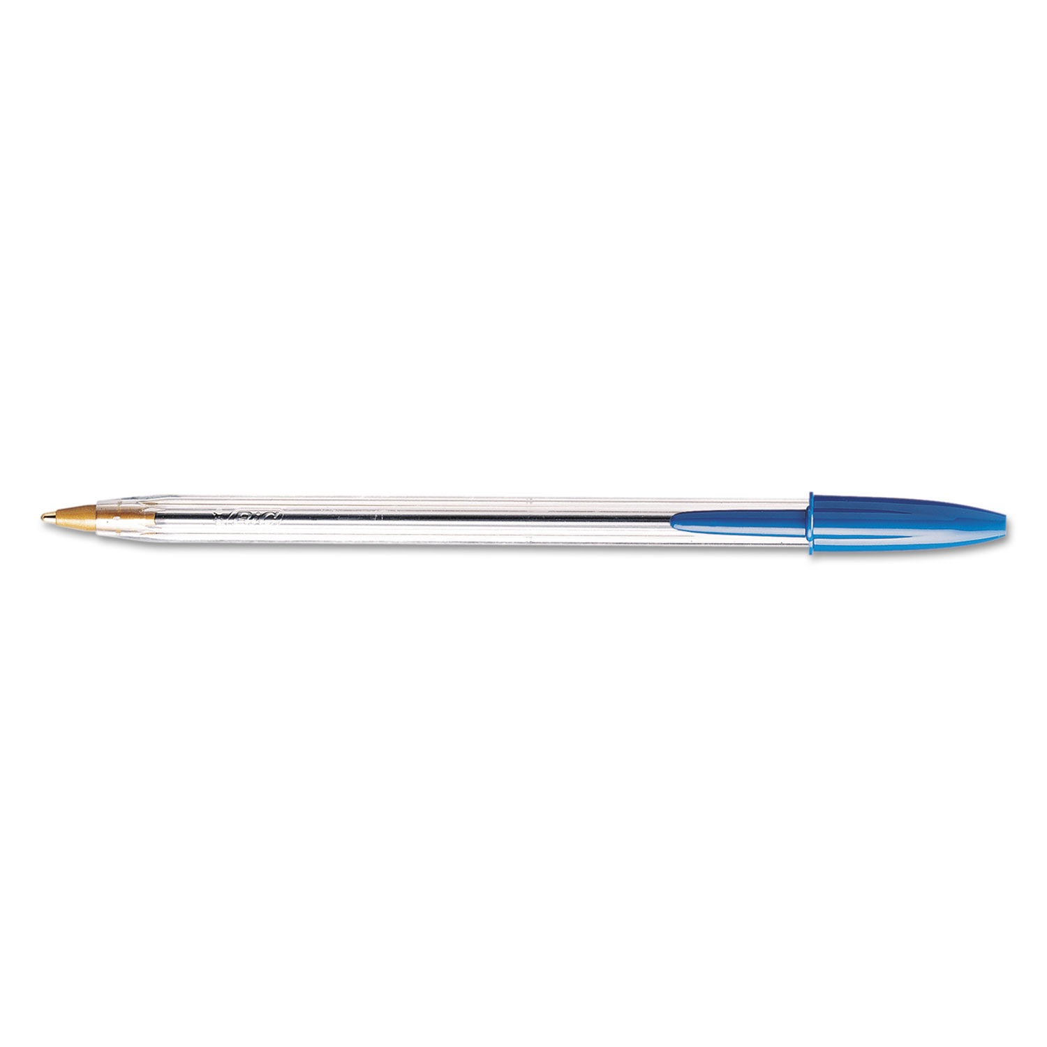  BIC MS11 BLU Cristal Xtra Smooth Stick Ballpoint Pen, 1mm, Blue Ink, Clear Barrel, Dozen (BICMS11BE) 