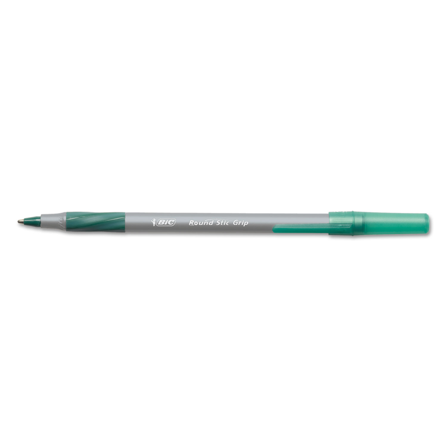  BIC GSMG11 GRN Round Stic Grip Xtra Comfort Stick Ballpoint Pen, 1.2mm, Green Ink, Gray Barrel, Dozen (BICGSMG11GN) 