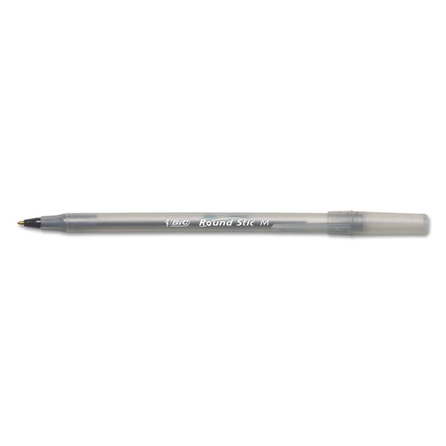 Round Stic Xtra Life Ballpoint Pen, Black Ink, 1mm, Medium, Dozen