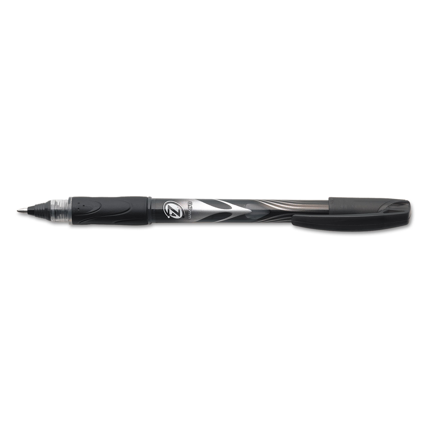  BIC Z4CV11BK Roller Glide Deco Roller Ball Pen, Fine 0.7mm, Black Ink, Silver/Black Barrel, Dozen (BICZ4C11BK) 