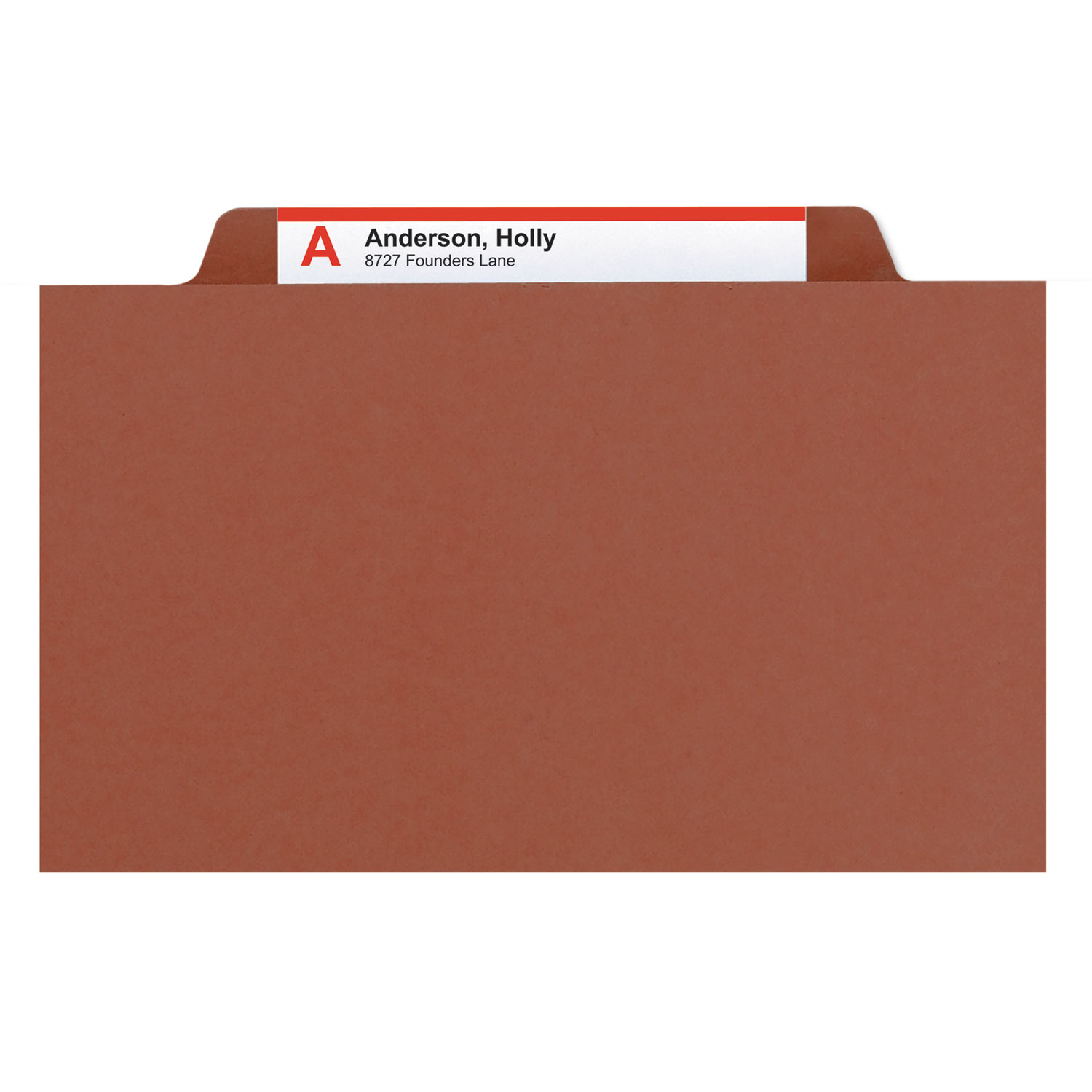 Pressboard Classification Folder, 2 Expansion, Two Dividers, Legal, Red, 10/Box
