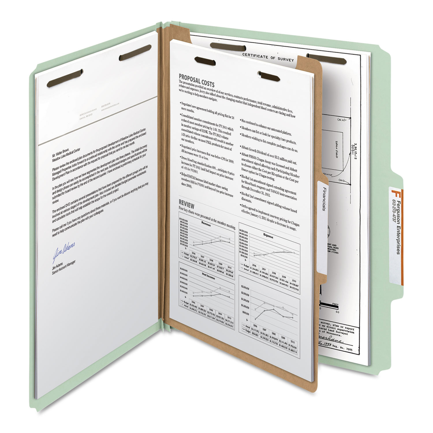 100% Recycled Pressboard Classification File Folder 10 per Box Letter Size 2 Expansion 1 Blue 1 Divider 