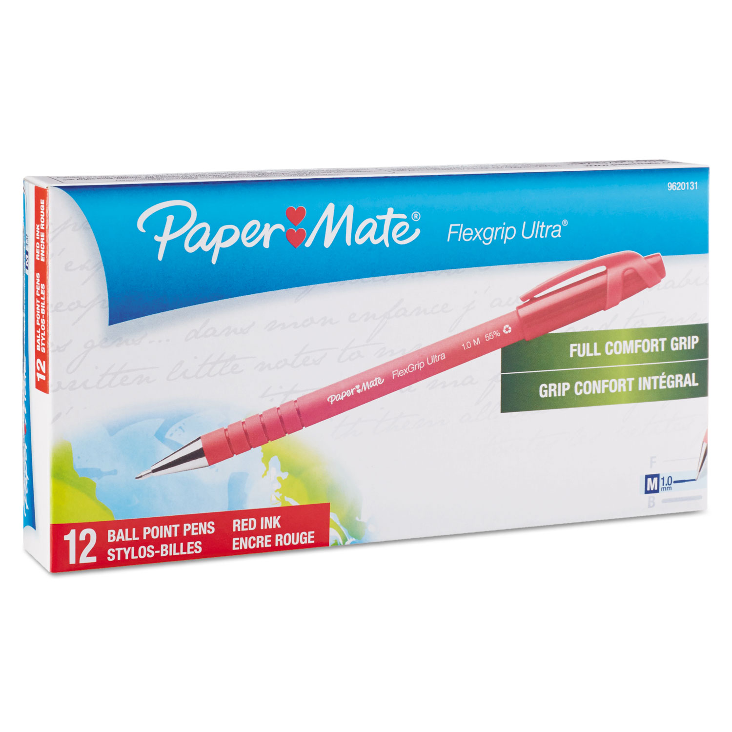 FlexGrip Ultra Stick Ballpoint Pen, Medium 1mm, Red Ink/Barrel, Dozen