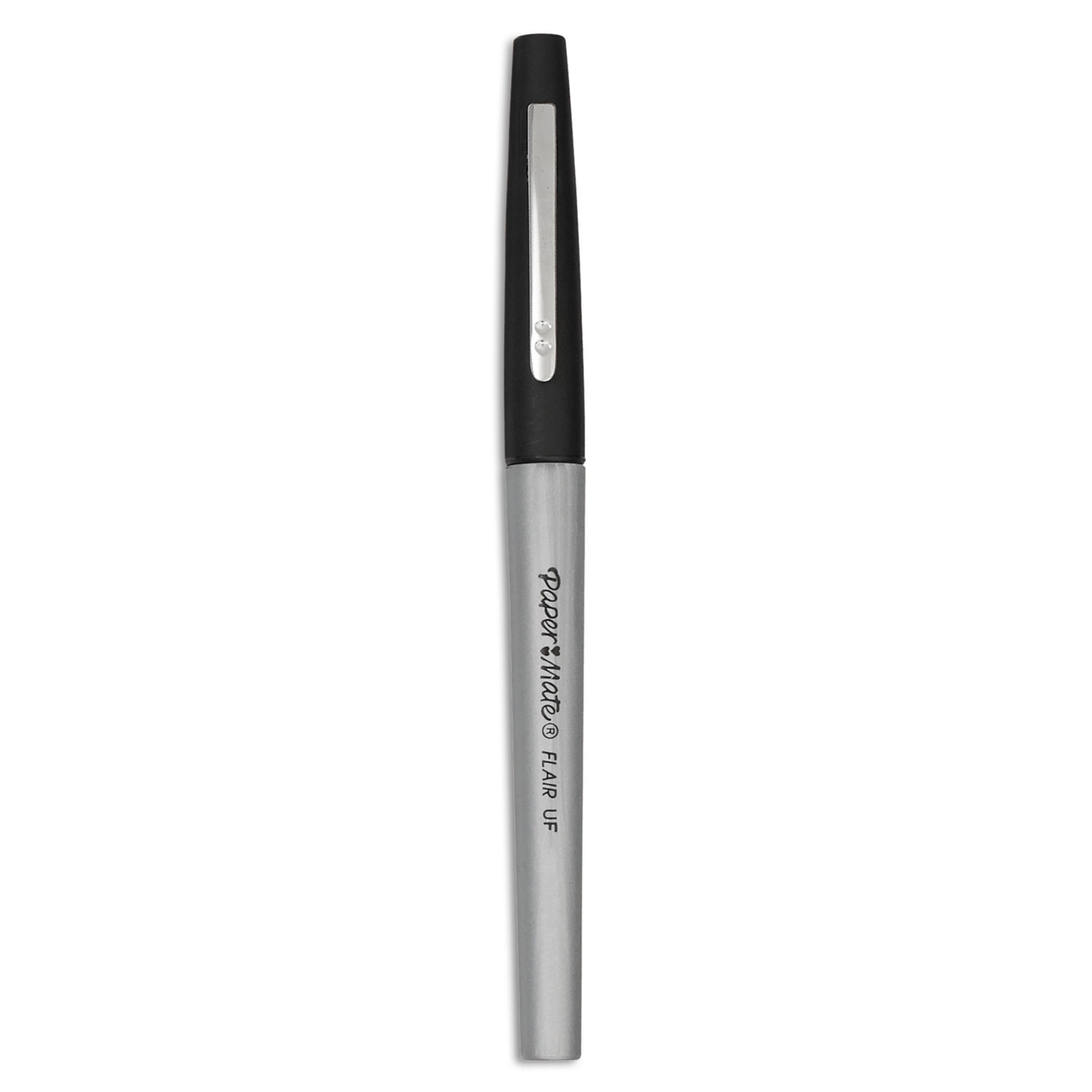 Flair Felt Tip Porous Point Pen, Stick, Extra-Fine 0.4 mm, Black Ink,  Gray/Black Barrel, Dozen - mastersupplyonline