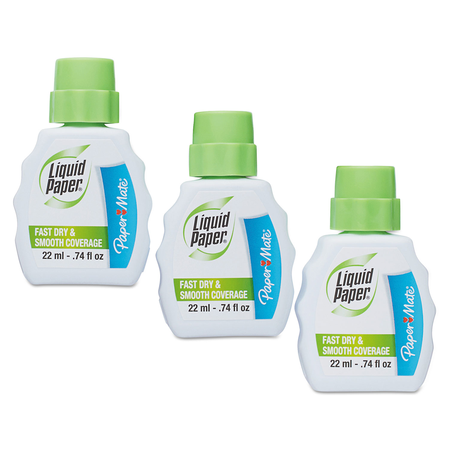  Paper Mate Liquid Paper 5643115 Fast Dry Correction Fluid, 22 ml Bottle, White, 3/Pack (PAP5643115) 