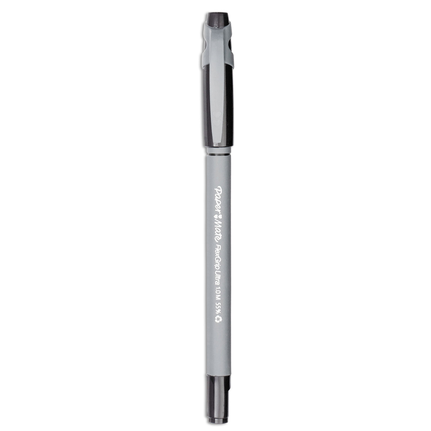  Paper Mate 9630131 FlexGrip Ultra Stick Ballpoint Pen, Medium 1mm, Black Ink, Gray Barrel, Dozen (PAP9630131) 