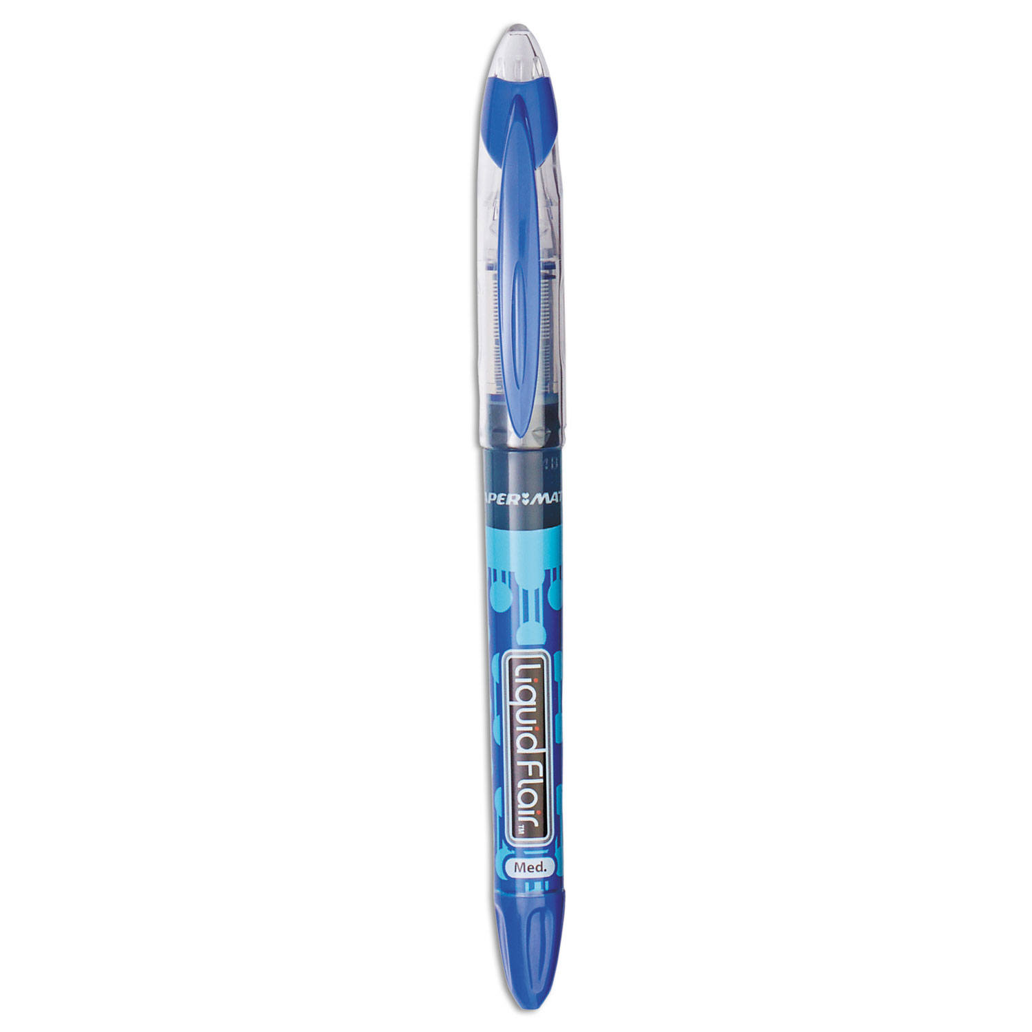  Paper Mate 21003BH Liquid Flair Stick Porous Point Marker Pen, 0.7mm, Blue Ink, Gray/Blue Barrel, Dozen (PAP21003BH) 