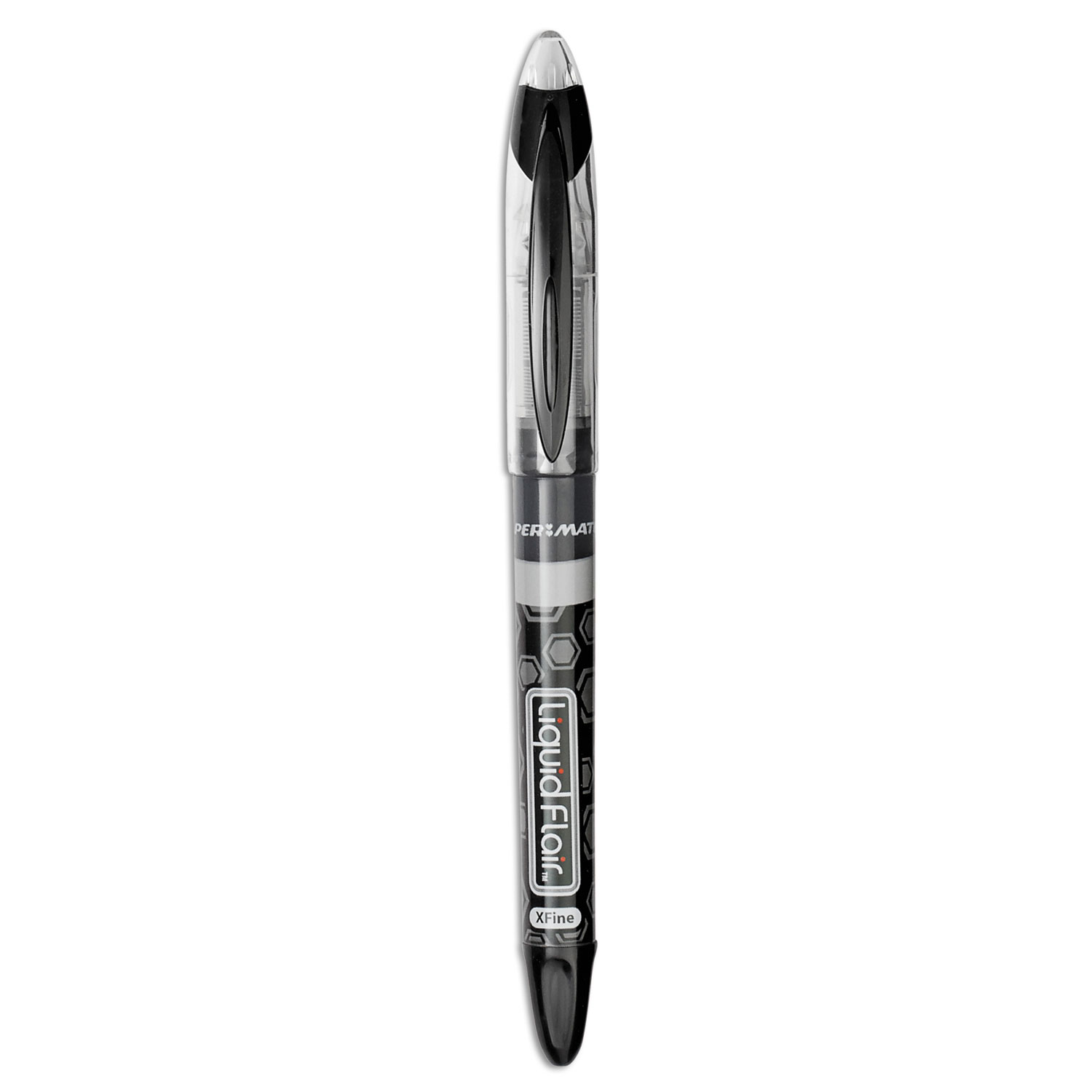  Paper Mate 31001BH Liquid Flair Stick Marker Pen, 0.4mm, Black Ink, Gray/Black Barrel, Dozen (PAP31001BH) 