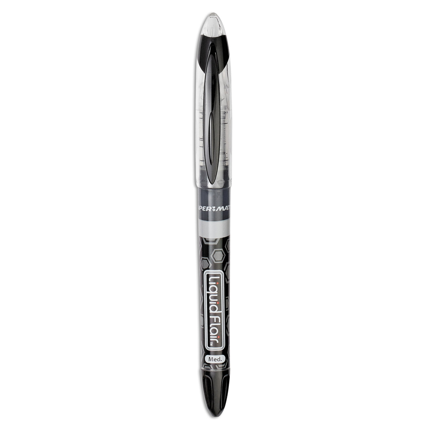  Paper Mate 21001BH Liquid Flair Stick Porous Point Marker Pen, 0.7mm, Black Ink, Gray Barrel, Dozen (PAP21001BH) 