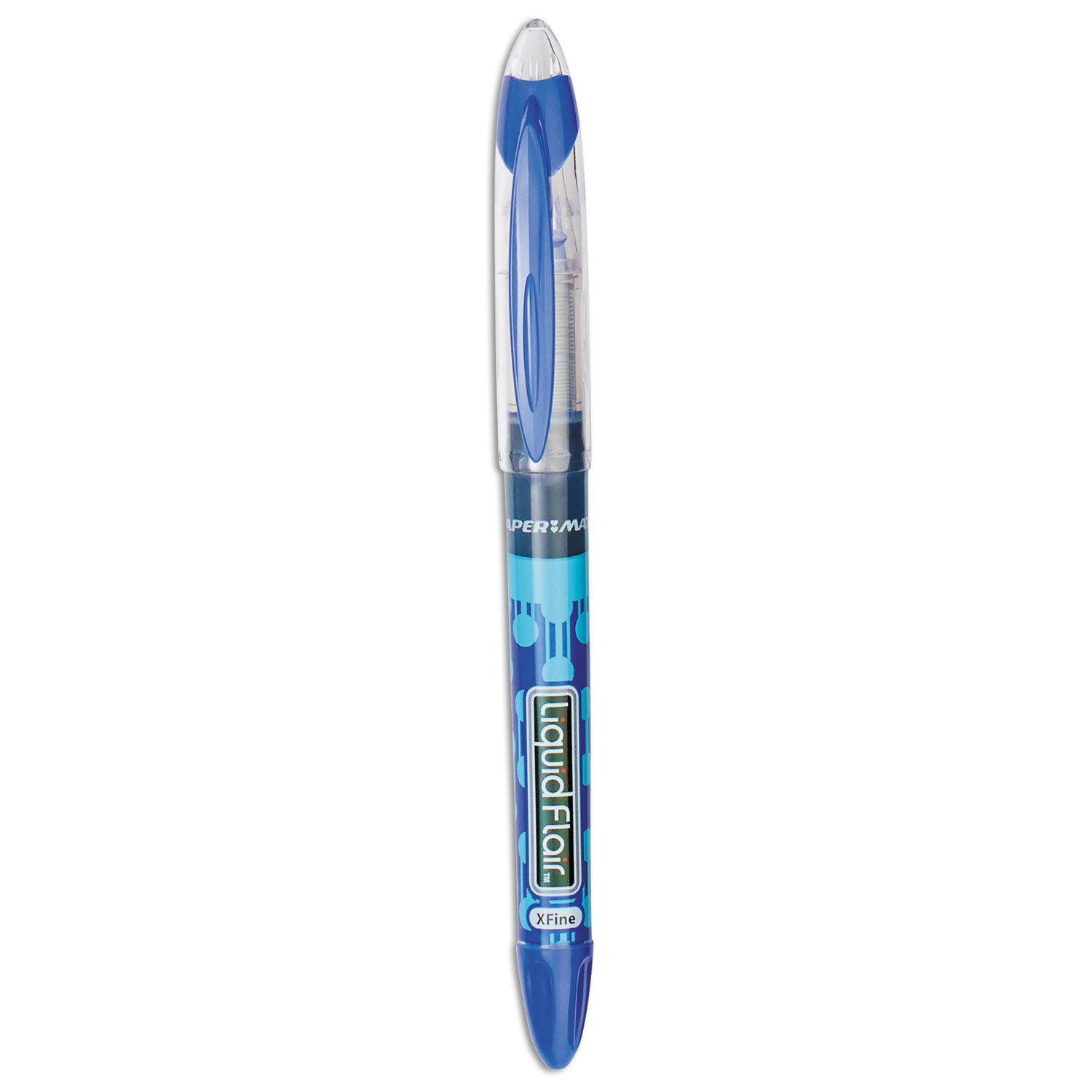  Paper Mate 31003BH Liquid Flair Stick Porous Point Marker Pen, 0.4mm, Blue Ink, Gray/Blue Barrel, Dozen (PAP31003BH) 