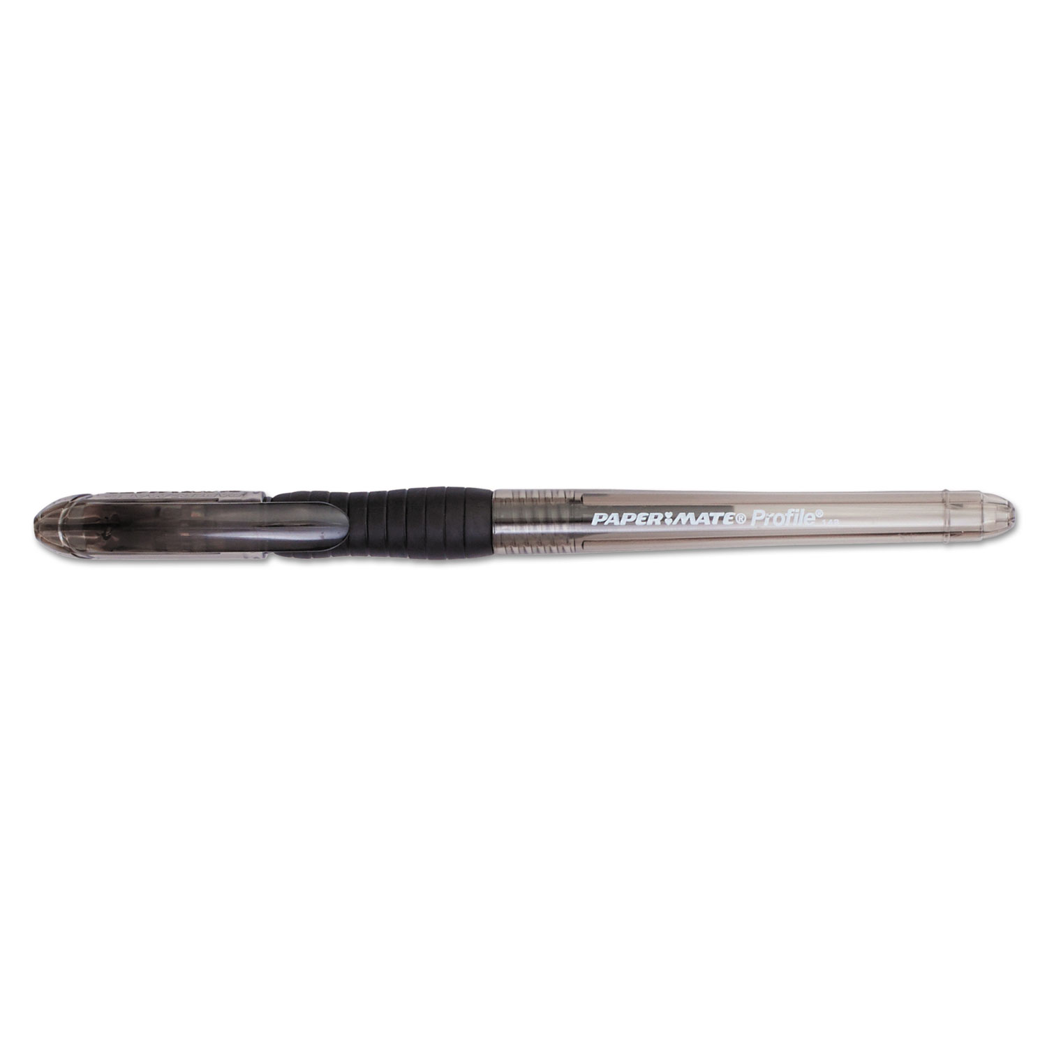  Paper Mate 70601 Profile Stick Ballpoint Pen, 1.4mm, Black Ink, Translucent Black Barrel, Dozen (PAP70601) 