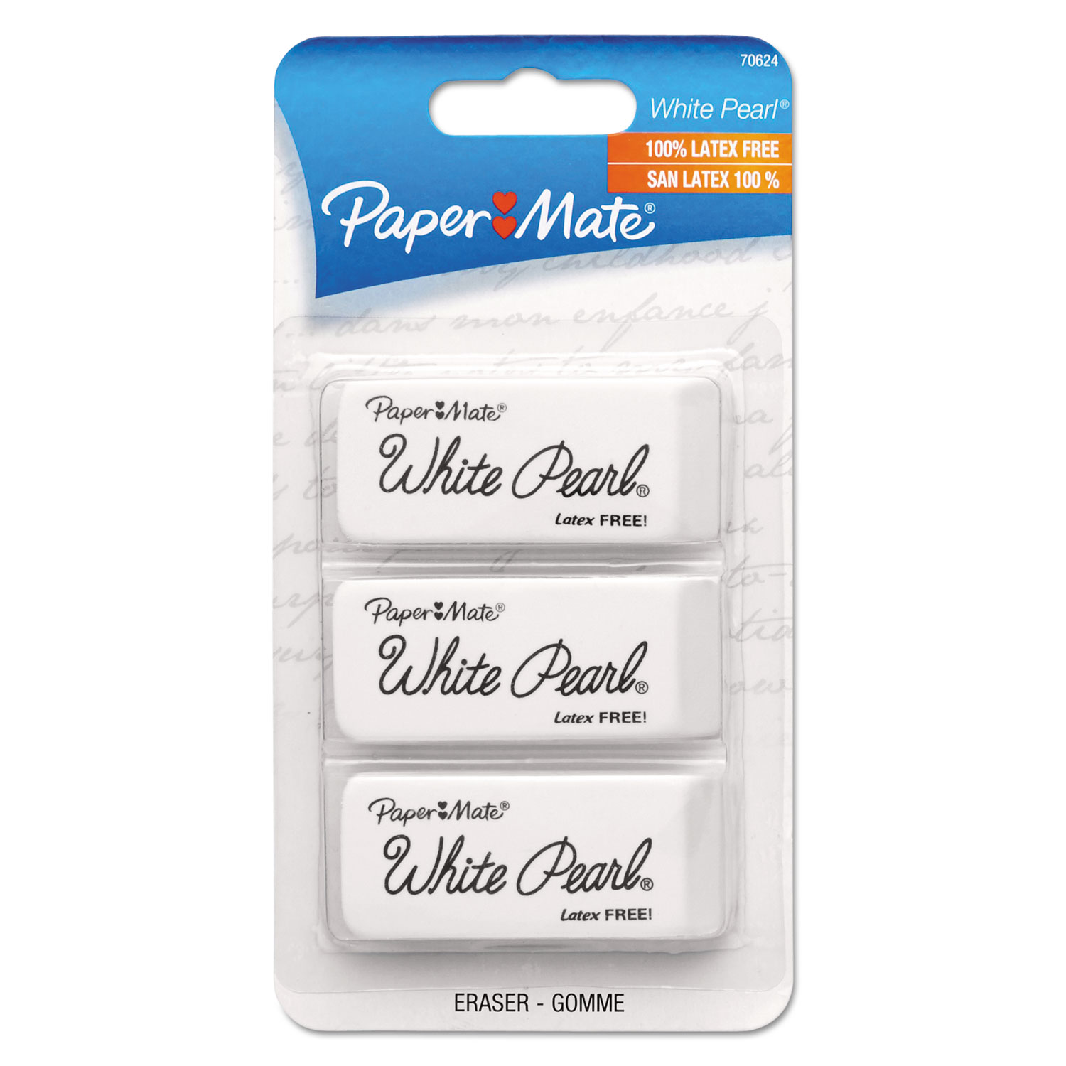 White Pearl Eraser, 3/Pack