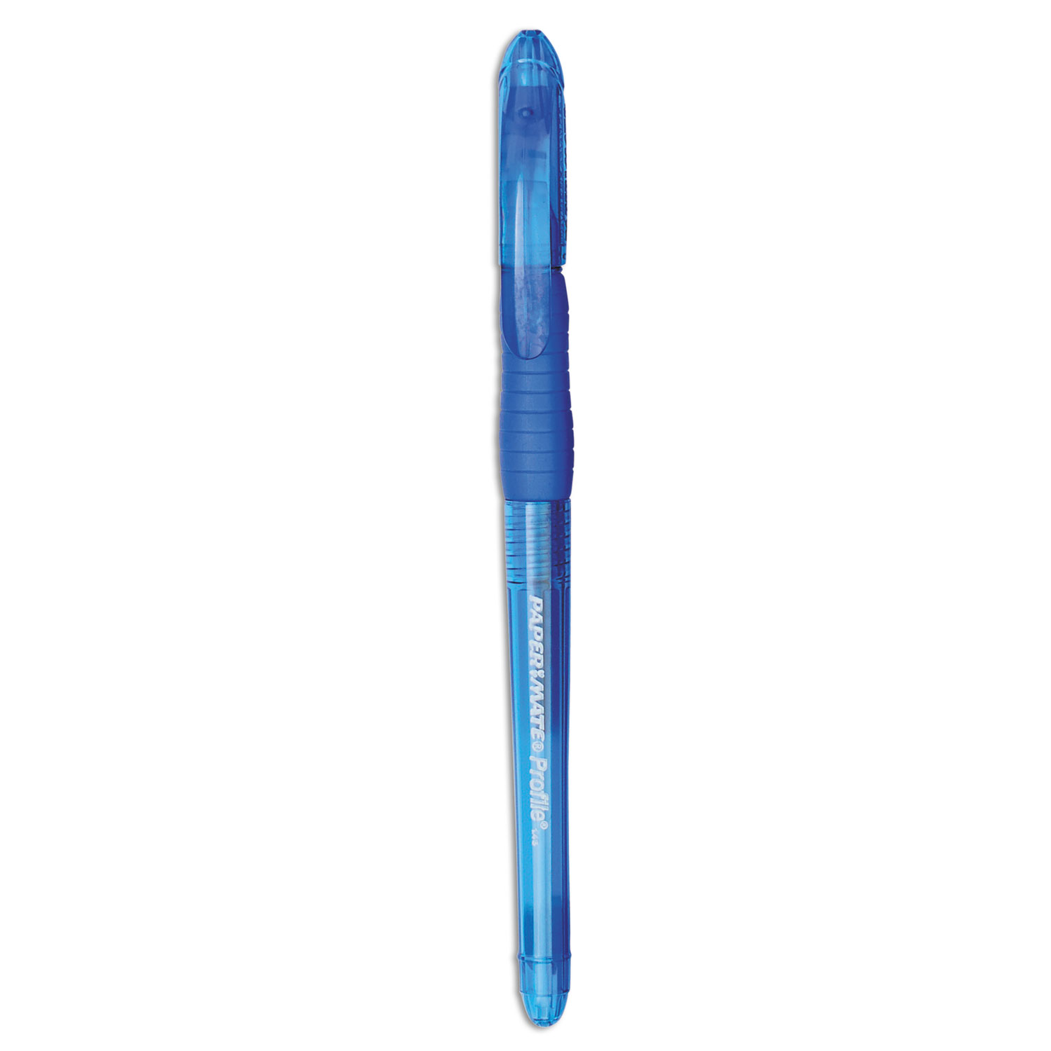  Paper Mate 70602 Profile Stick Ballpoint Pen, 1.4mm, Blue Ink, Translucent Blue Barrel, Dozen (PAP70602) 