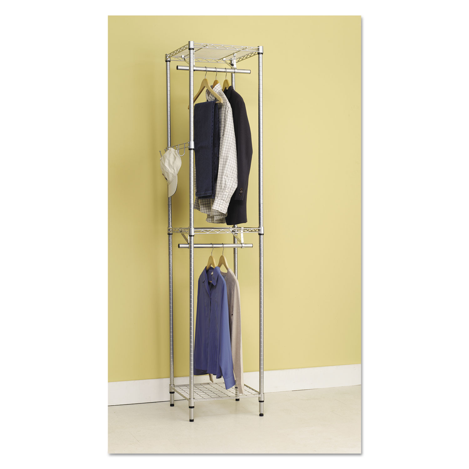 Wire Shelving Garment Tower, 18w x 18d x 81 3/4h, Silver