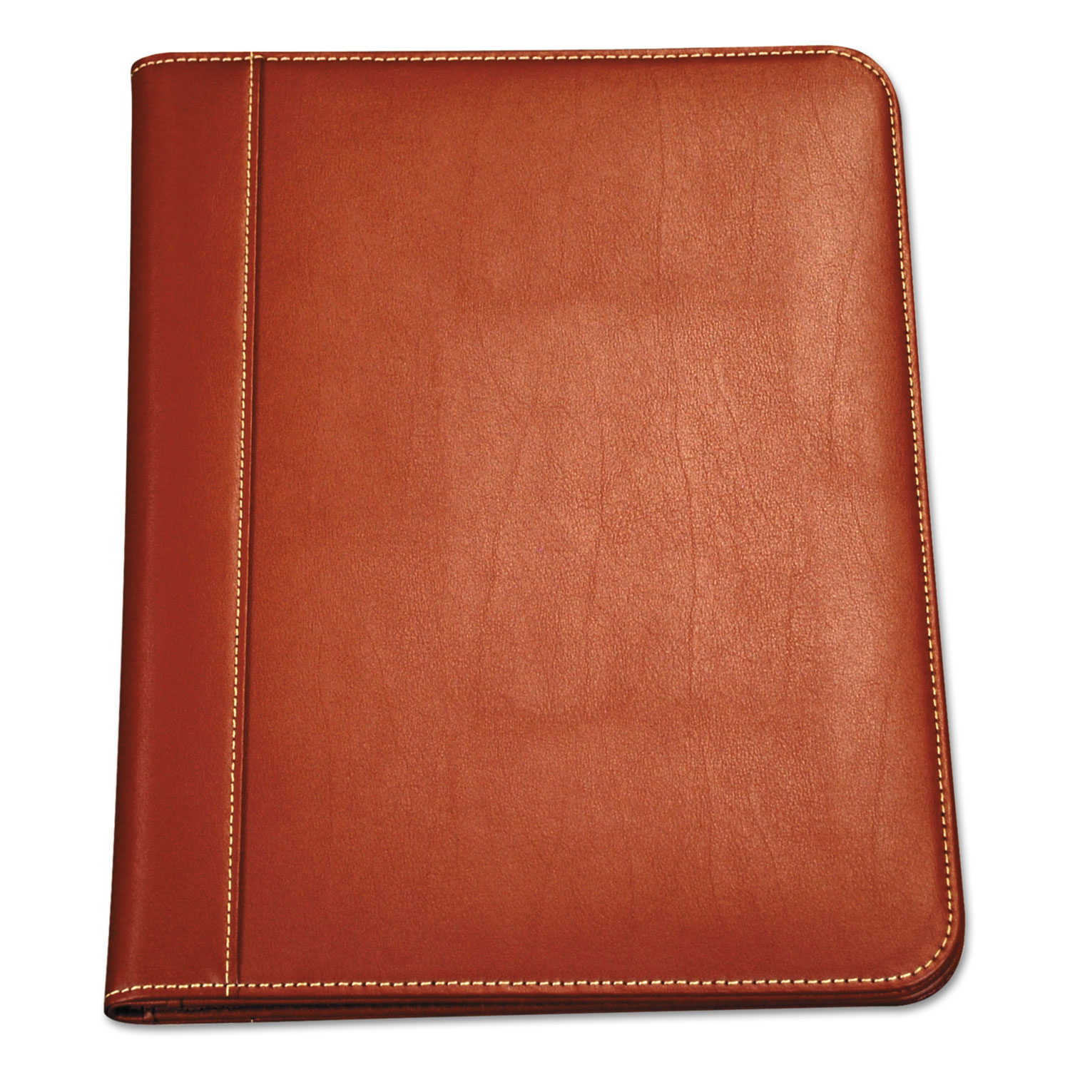 Contrast Stitch Leather Padfolio, 8 1/2 x 11, Leather, Tan