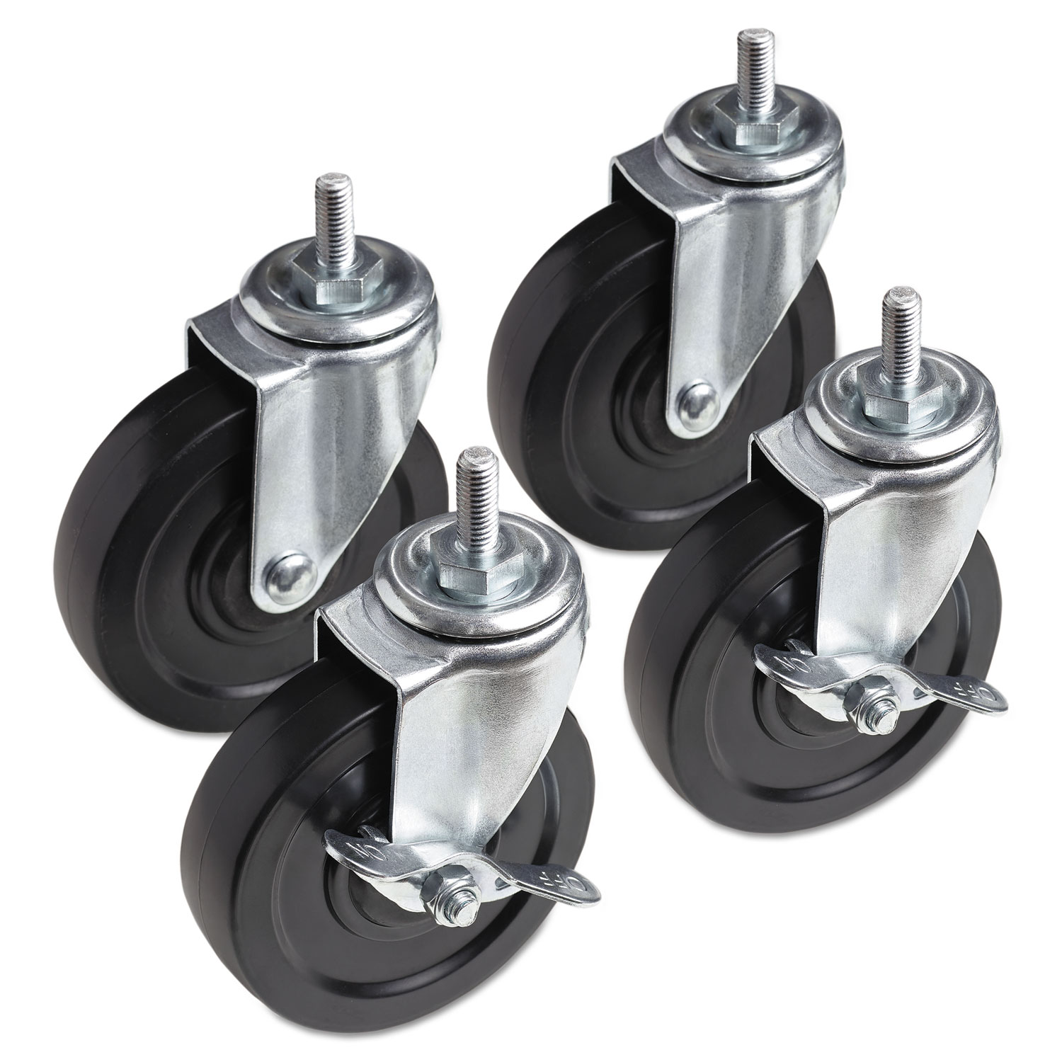 Optional Casters For Wire Shelving, 125 lbs./Caster, Black, 4/Set