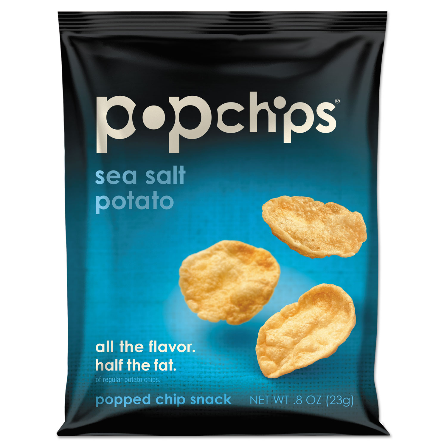 popchips 71100 Potato Chips, Sea Salt Flavor, .8 oz Bag, 24/Carton (PPH71100) 