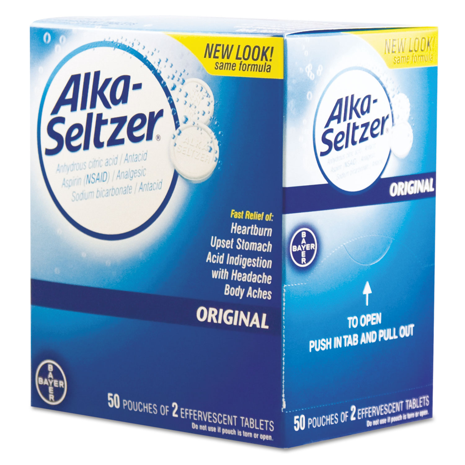  Alka-Seltzer 50004 Antacid and Pain Relief Medicine, Two-Pack, 50 Packs/Box (PFYBXAS50) 
