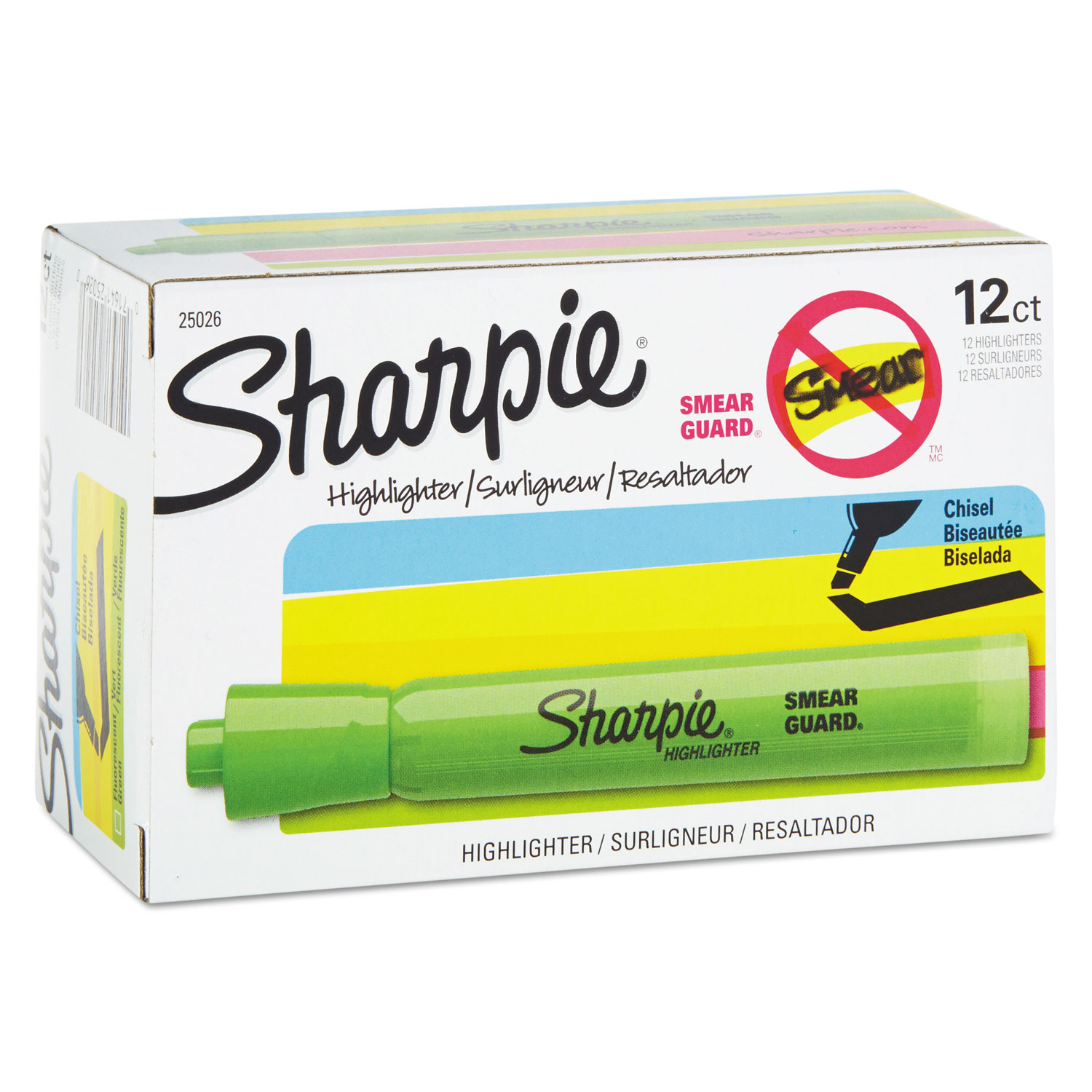  Sharpie 25026 Tank Style Highlighters, Chisel Tip, Fluorescent Green, Dozen (SAN25026) 