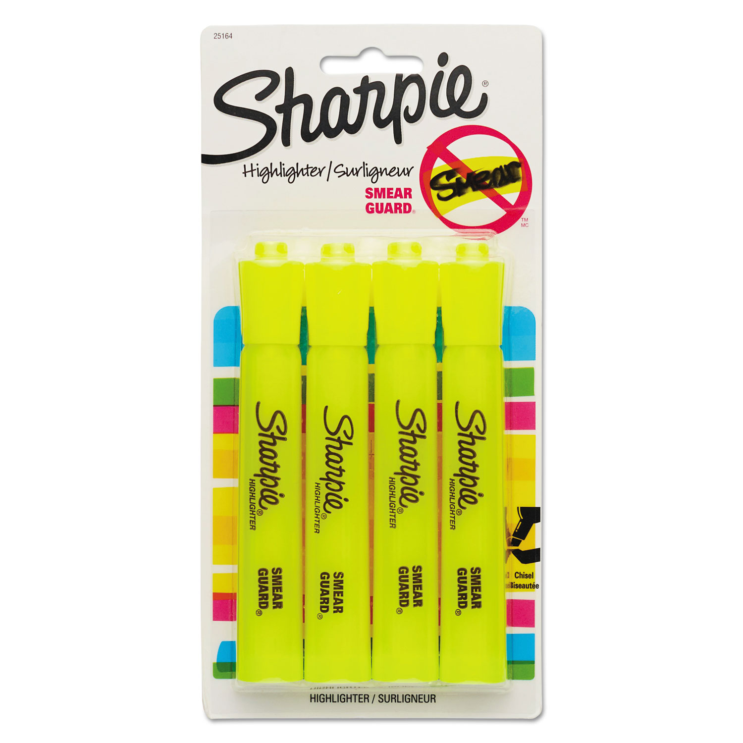  Sharpie 25164PP Tank Style Highlighters, Chisel Tip, Fluorescent Yellow, 4/Set (SAN25164PP) 