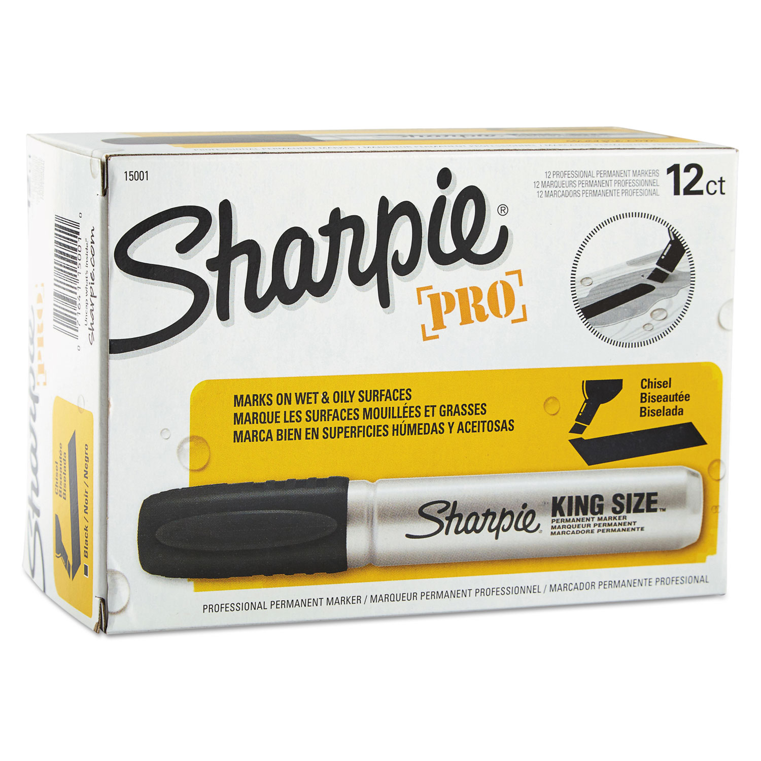 King Size Permanent Marker, Broad Chisel Tip, Black, Dozen Best