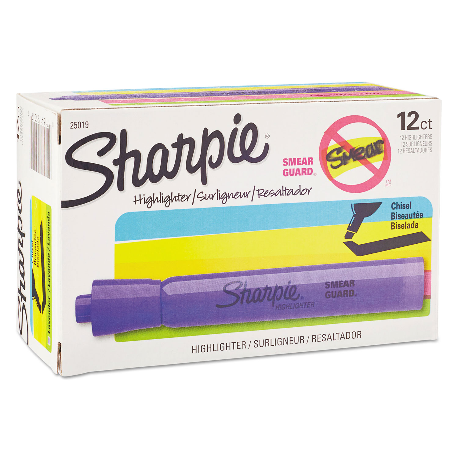  Sharpie 25019 Tank Style Highlighters, Chisel Tip, Lavender, Dozen (SAN25019) 