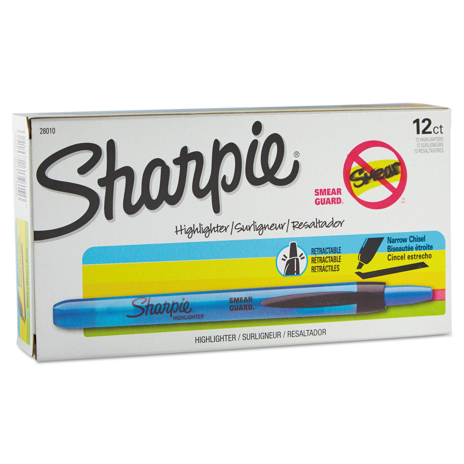  Sharpie 28010 Retractable Highlighters, Chisel Tip, Blue, Dozen (SAN28010) 