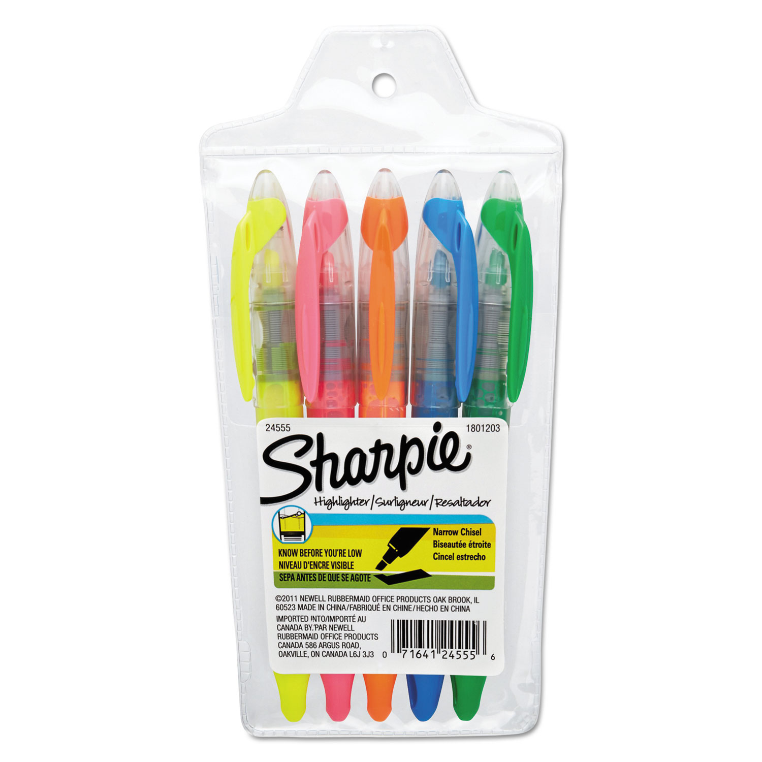  Sharpie 24555 Liquid Pen Style Highlighters, Chisel Tip, Assorted Colors, 5/Set (SAN24575PP) 