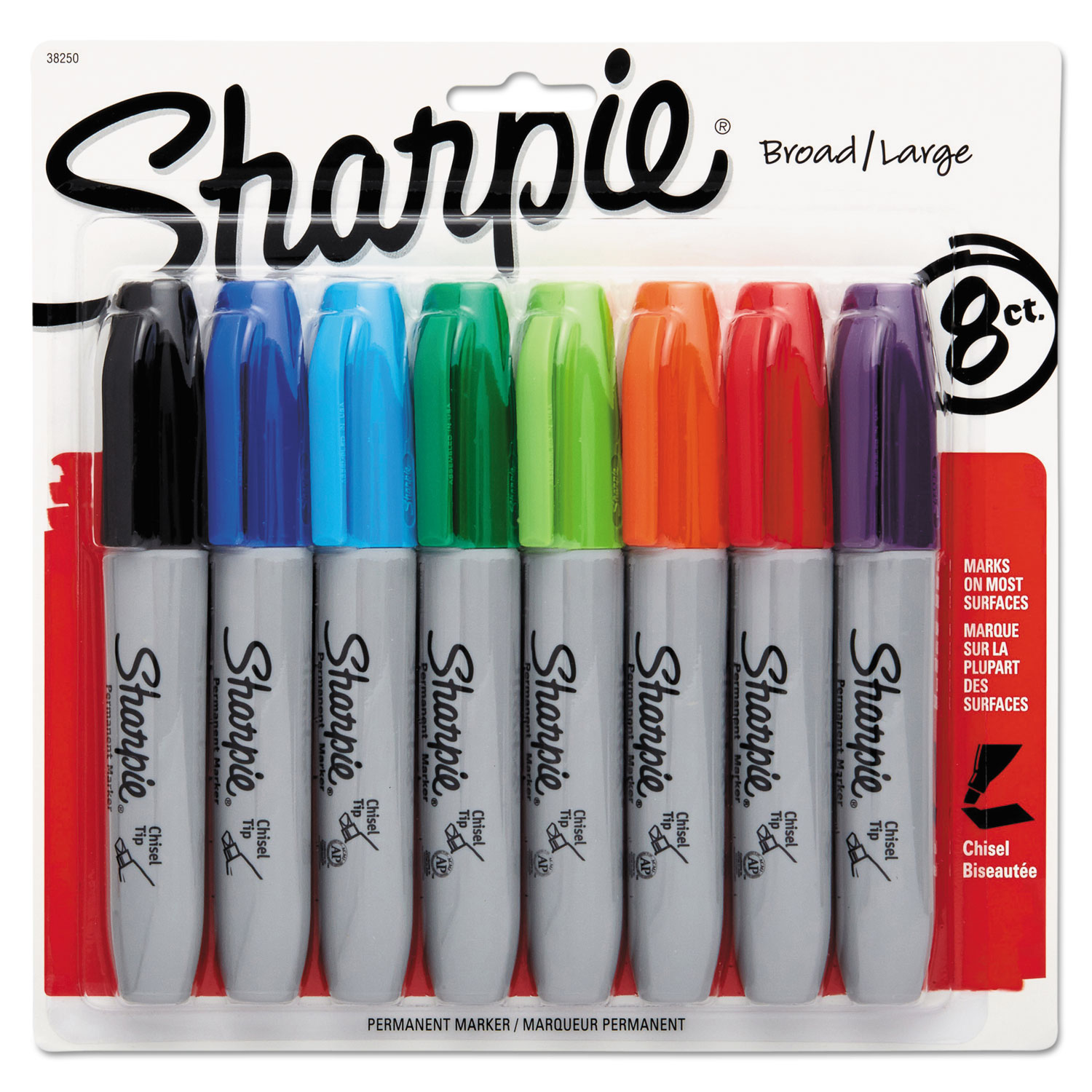 Sharpie Permanent Markers, Fine Point, Assorted Colors, 8 Count