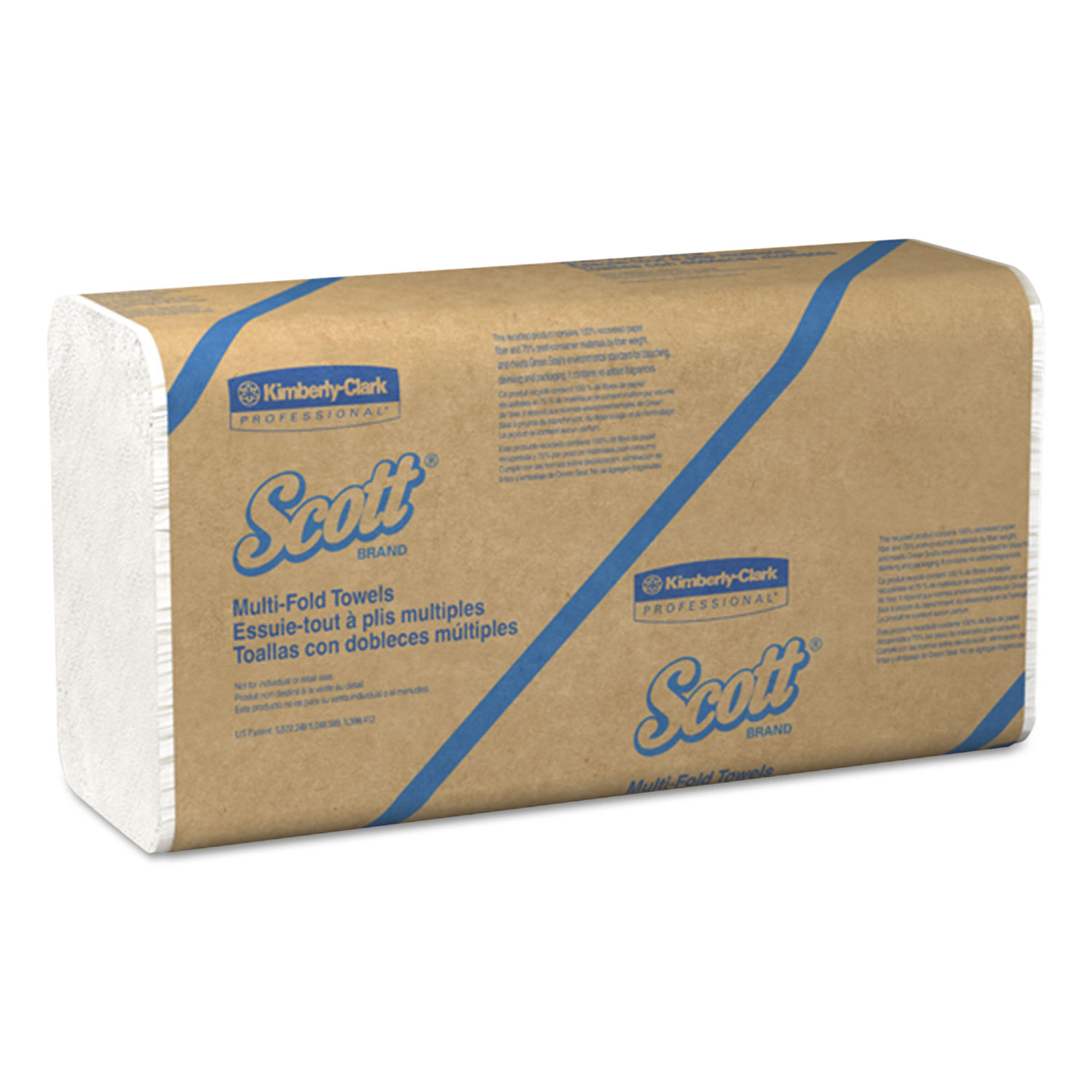  Scott 01807 Essential Multi-Fold Towels 100% Recycled, 9 1/5x9 2/5, White, 250/Pk, 16 Pk/CT (KCC01807) 