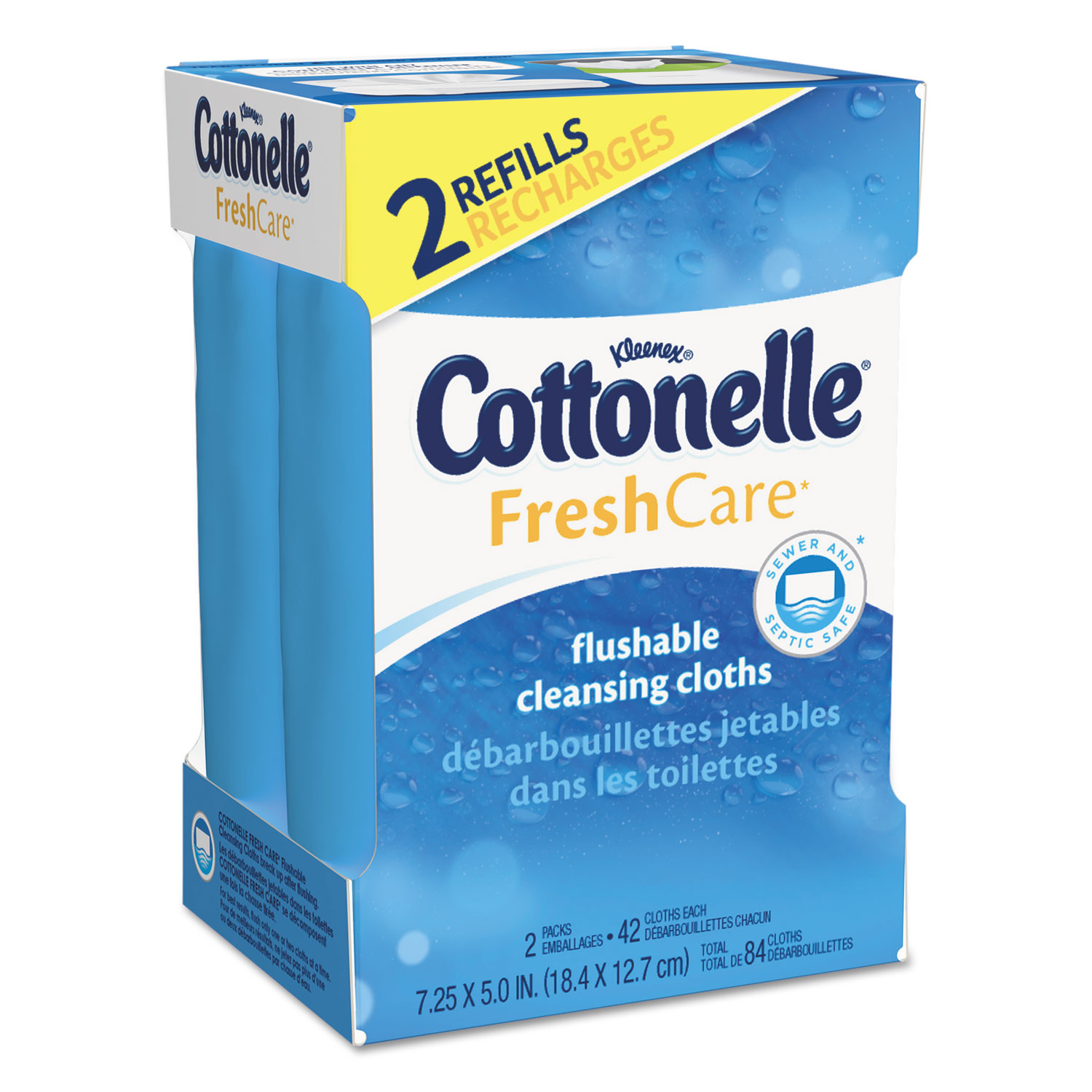 Fresh Care Flushable Cleansing Cloths, White, 3.73 x 5.5, 84/Pack