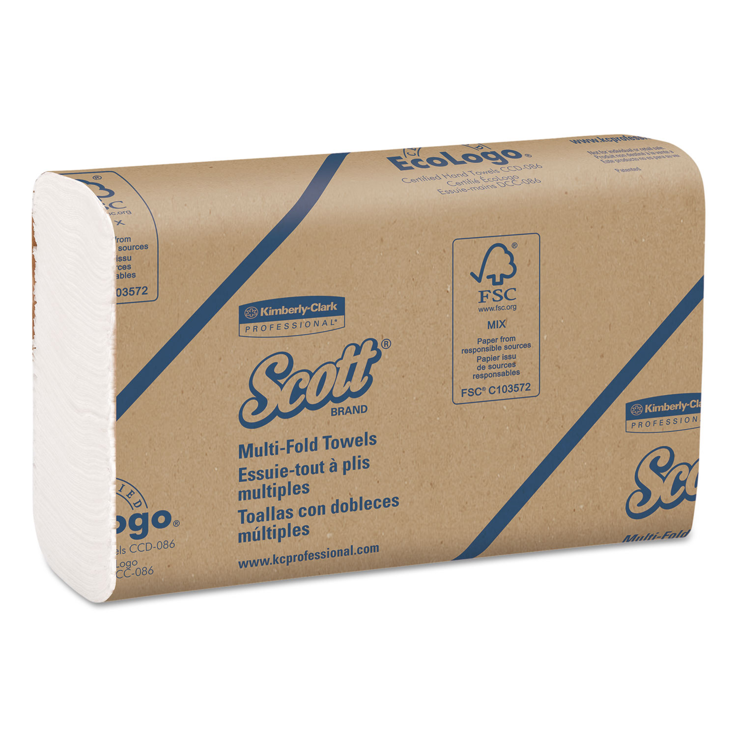  Scott 03650 Multi-Fold Towels, Absorbency Pockets, 9 2/5 x 9 1/5, White, 250 Sheets/Pack (KCC03650) 