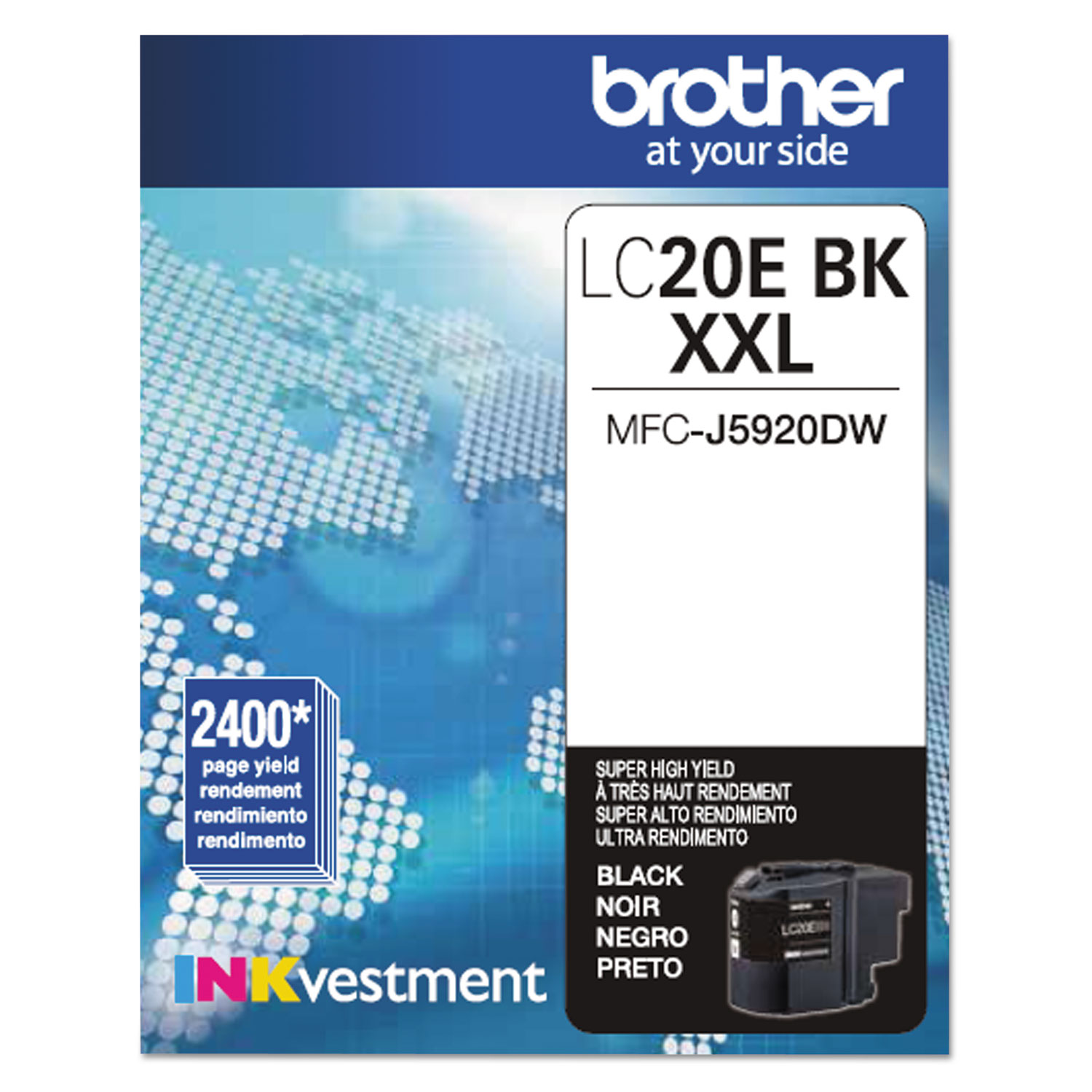  Brother LC20EBK LC20EBK INKvestment Super High-Yield Ink, 2400 Page-Yield, Black (BRTLC20EBK) 