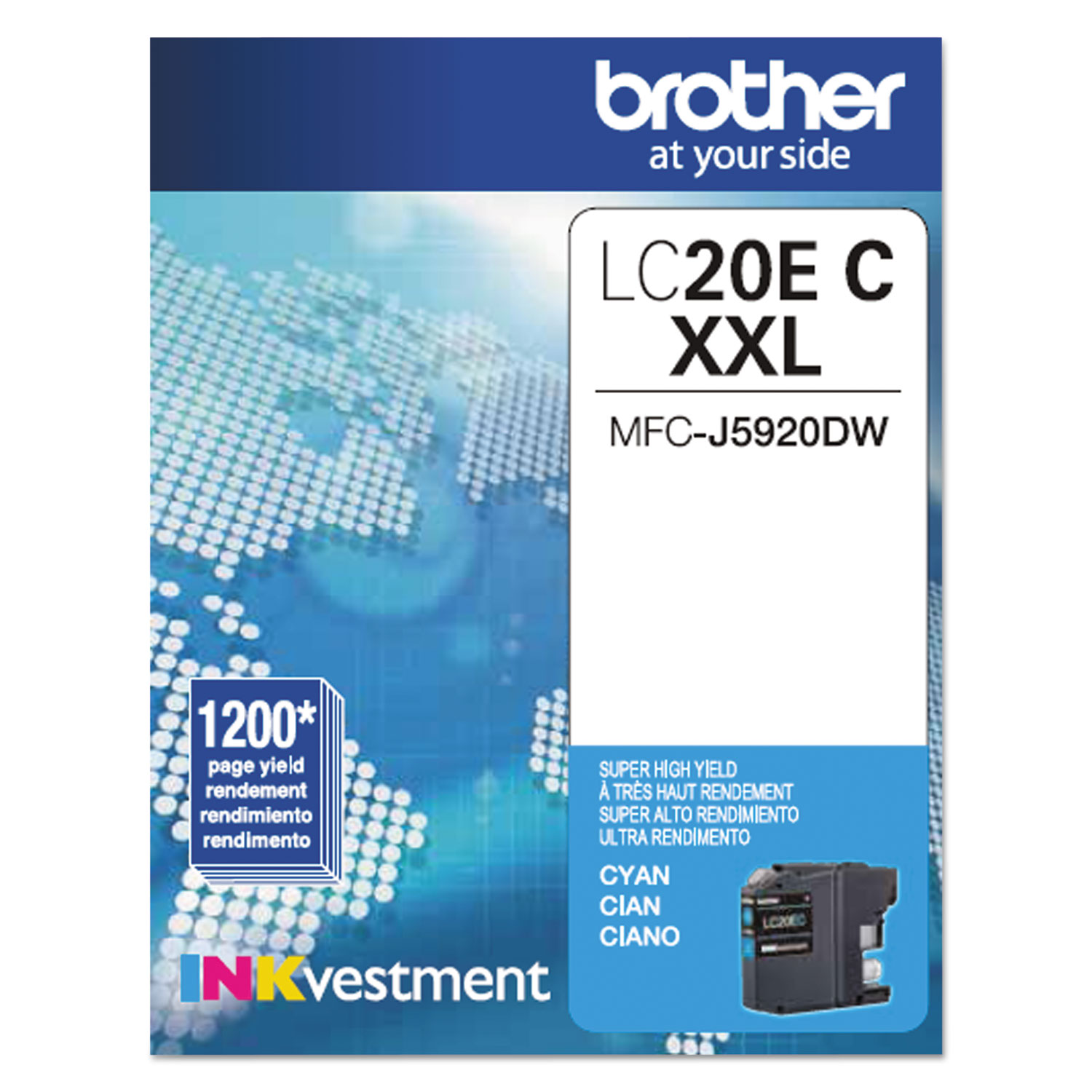  Brother LC20EC LC20EC INKvestment Super High-Yield Ink, 1200 Page-Yield, Cyan (BRTLC20EC) 