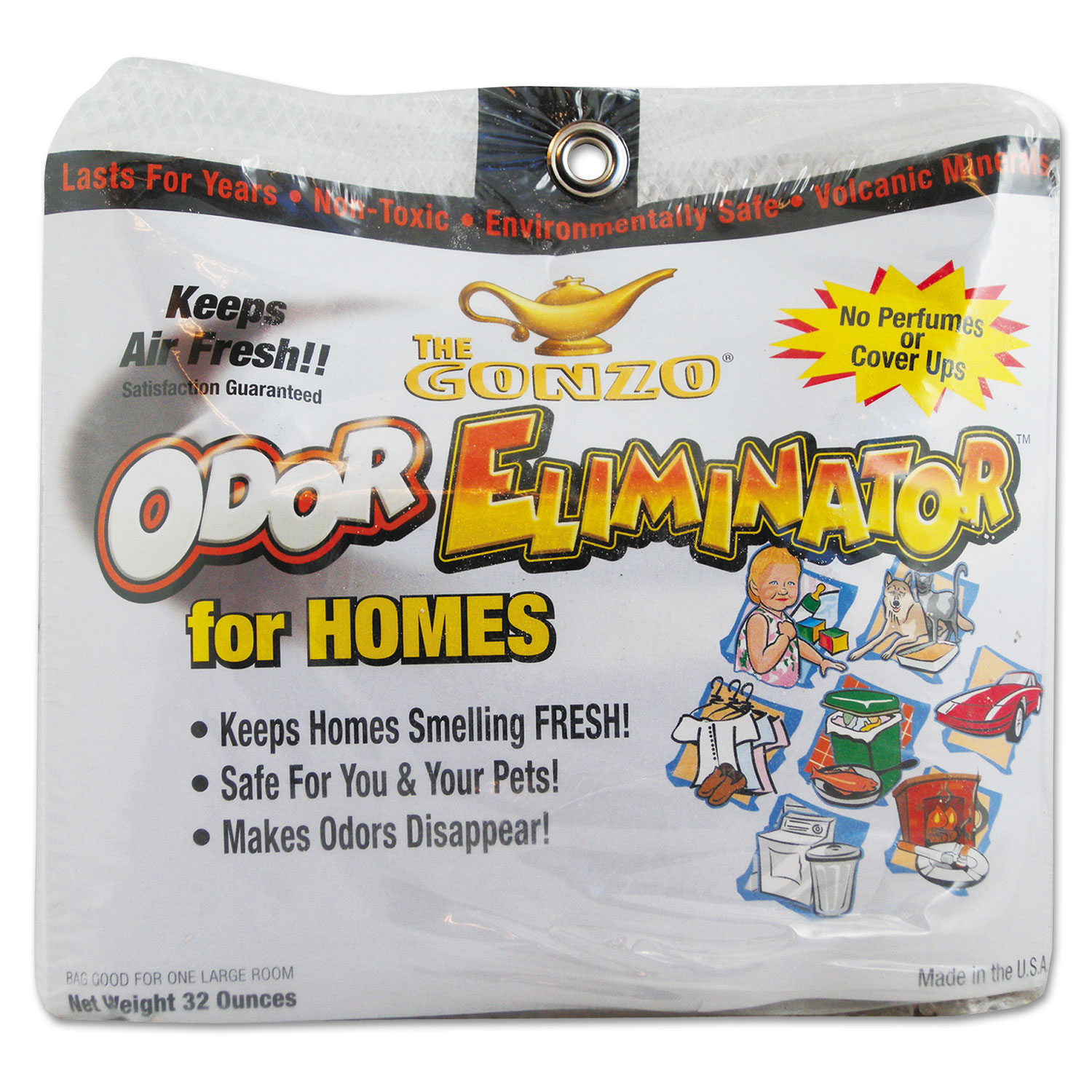 Odor Eliminator, Volcanic Rocks, 32 oz Bag, 6/Carton