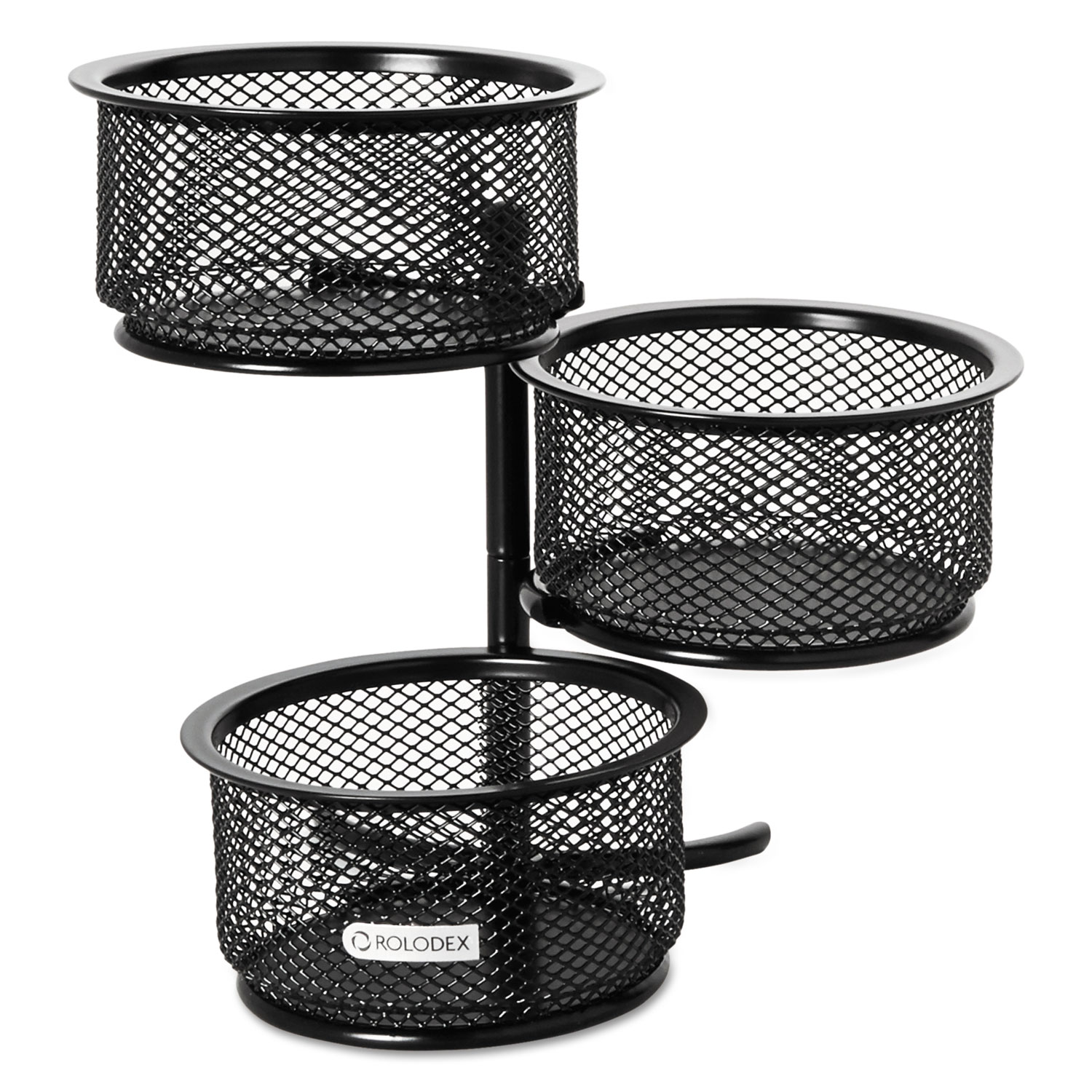  Rolodex 62533 3 Tier Wire Mesh Swivel Tower Paper Clip Holder, 3 3/4 x 6 1/2 x 6, Black (ROL62533) 
