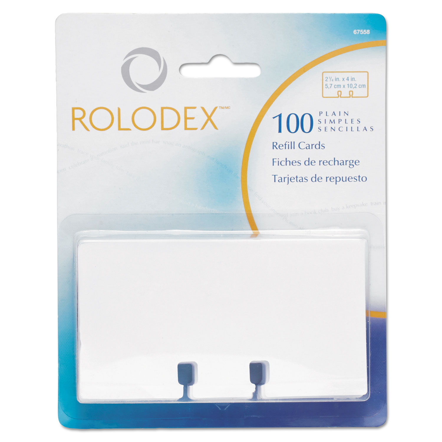  Rolodex 67558 Plain Unruled Refill Card, 2 1/4 x 4, White, 100 Cards/Pack (ROL67558) 
