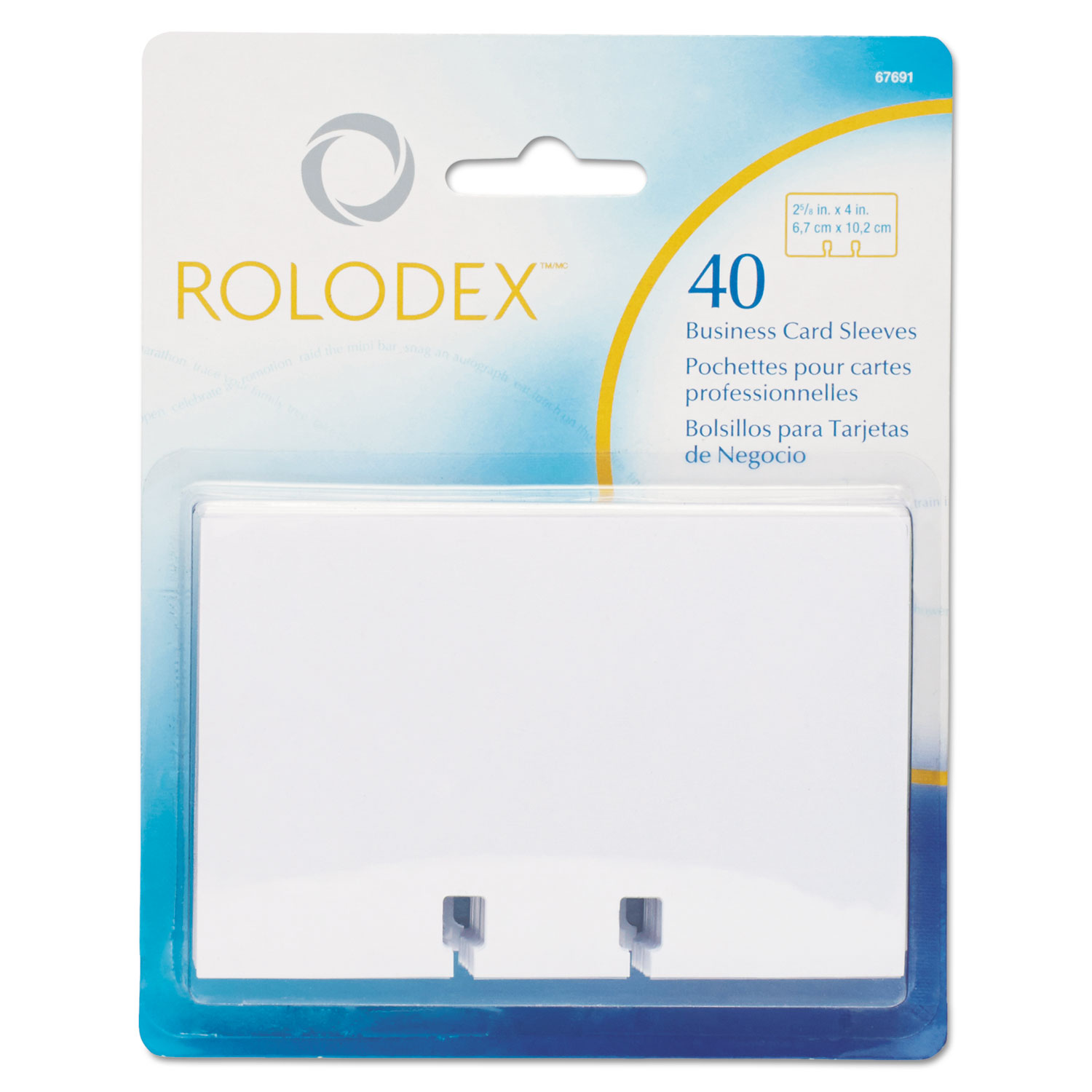 Rolodex™ Business Card Tray Refill Sleeves, 2 5/8 x 4, Clear, 40/Pack