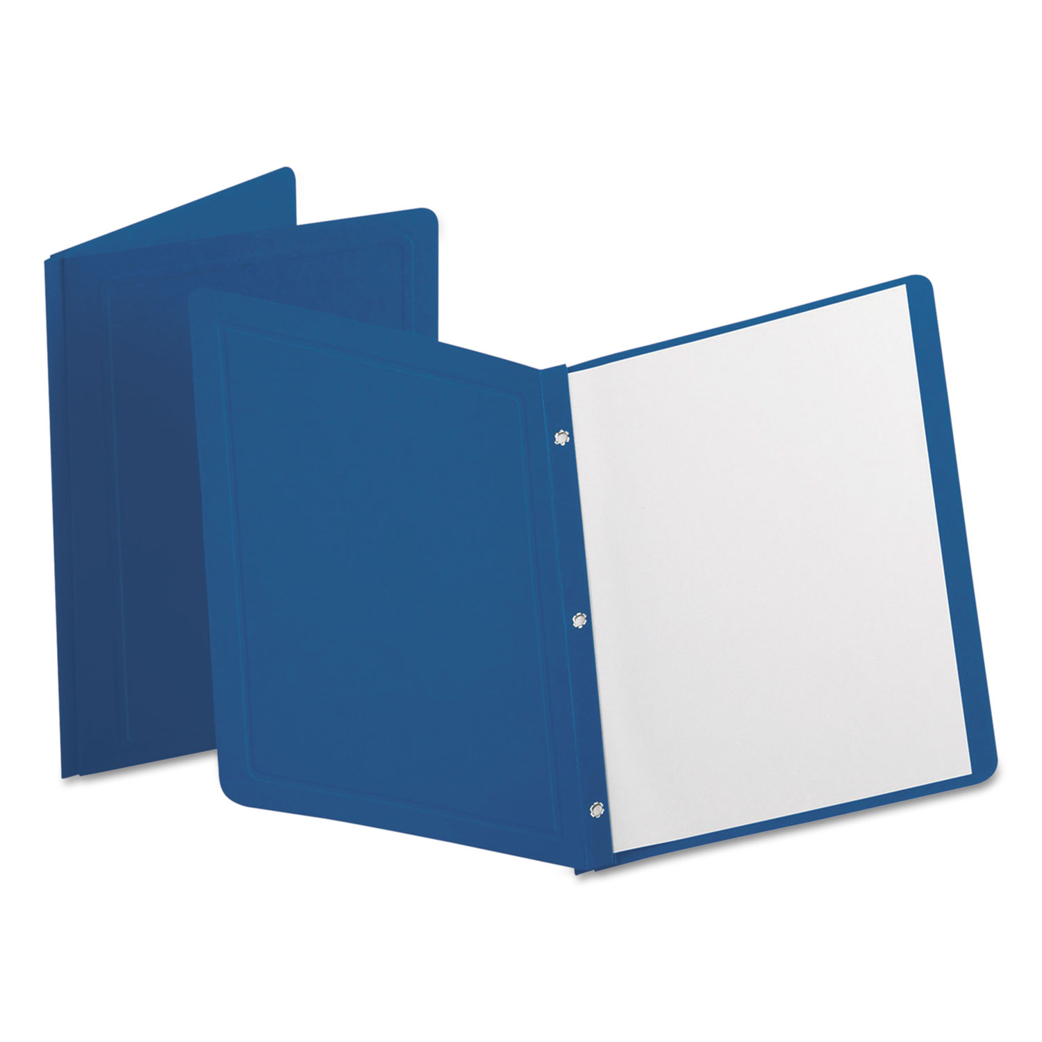 Report Cover, 3 Fasteners, Panel and Border Cover, Dark Blue, 25/Box