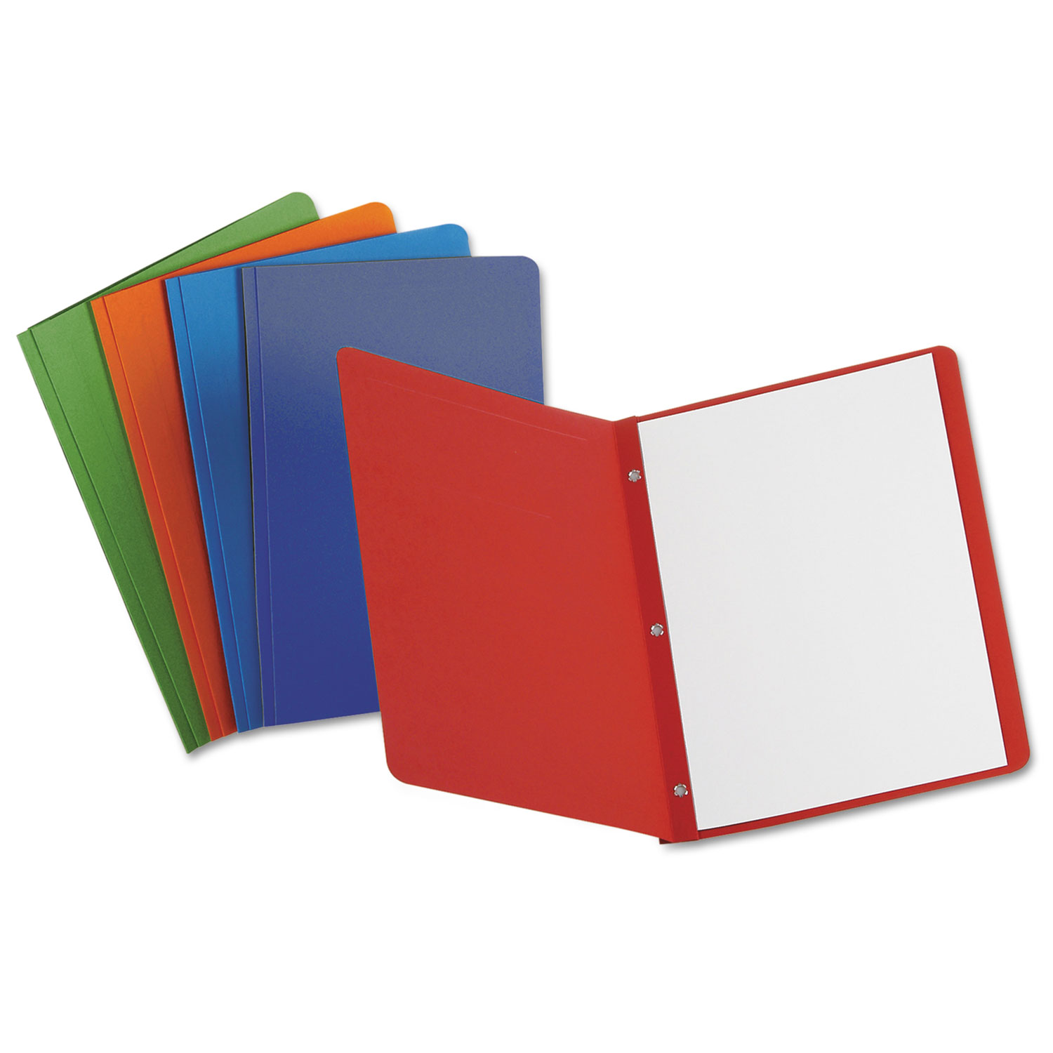 Report Cover, 3 Fasteners, Panel and Border Cover, Assorted Colors, 25/Box